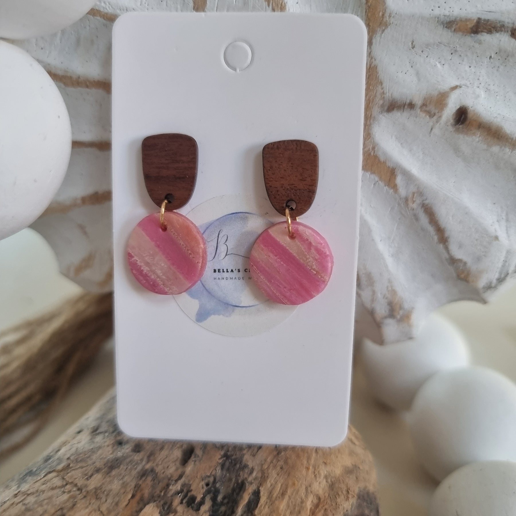 Rosé Timber Drops Small Dangle