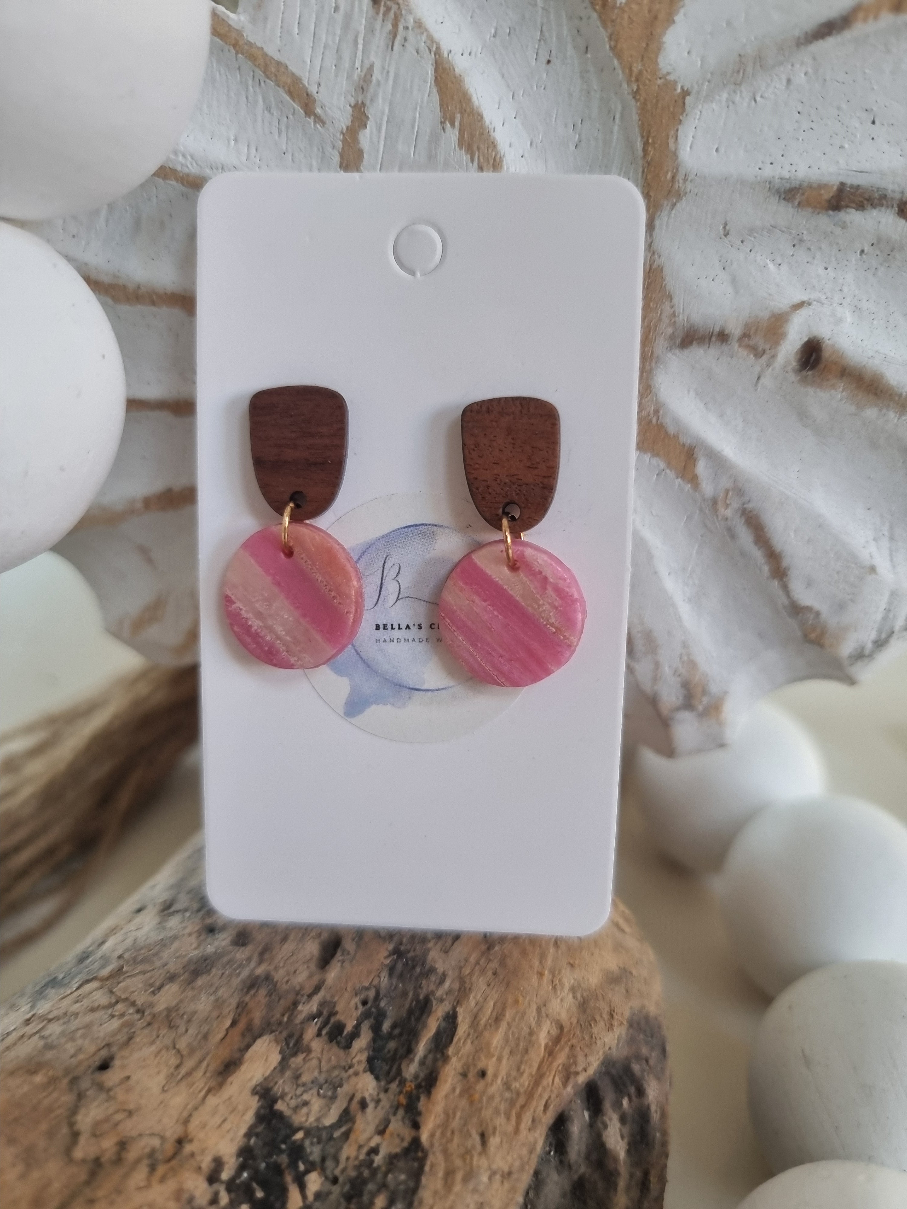 Rosé Timber Drops Small Dangle