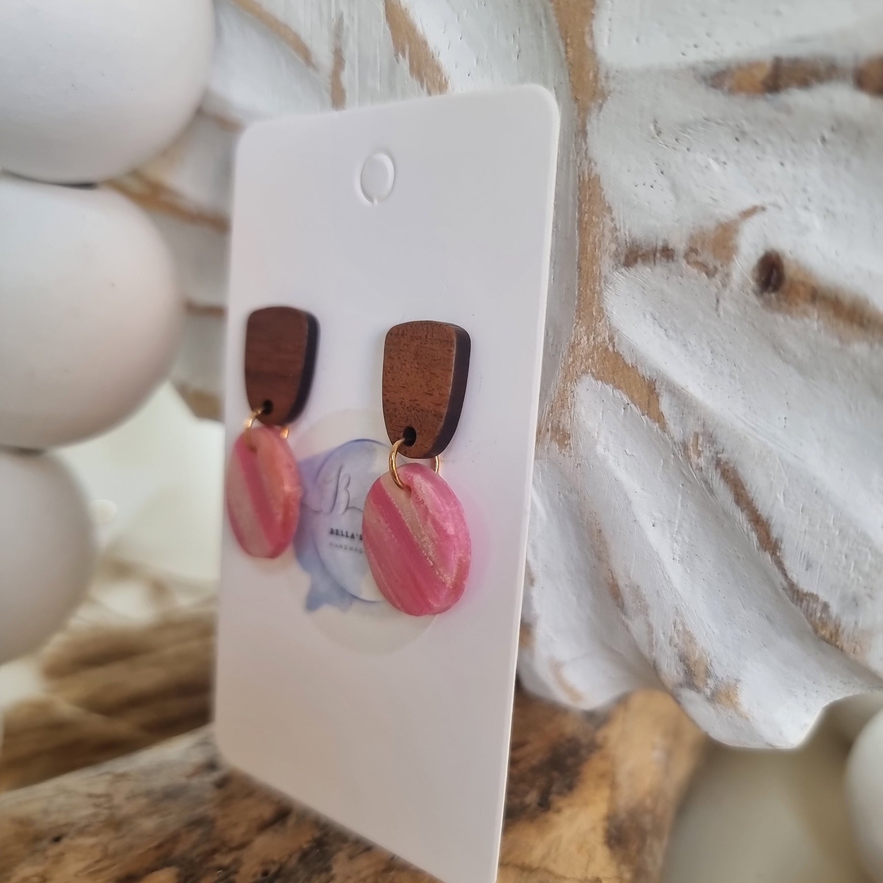 Rosé Timber Drops Small Dangle