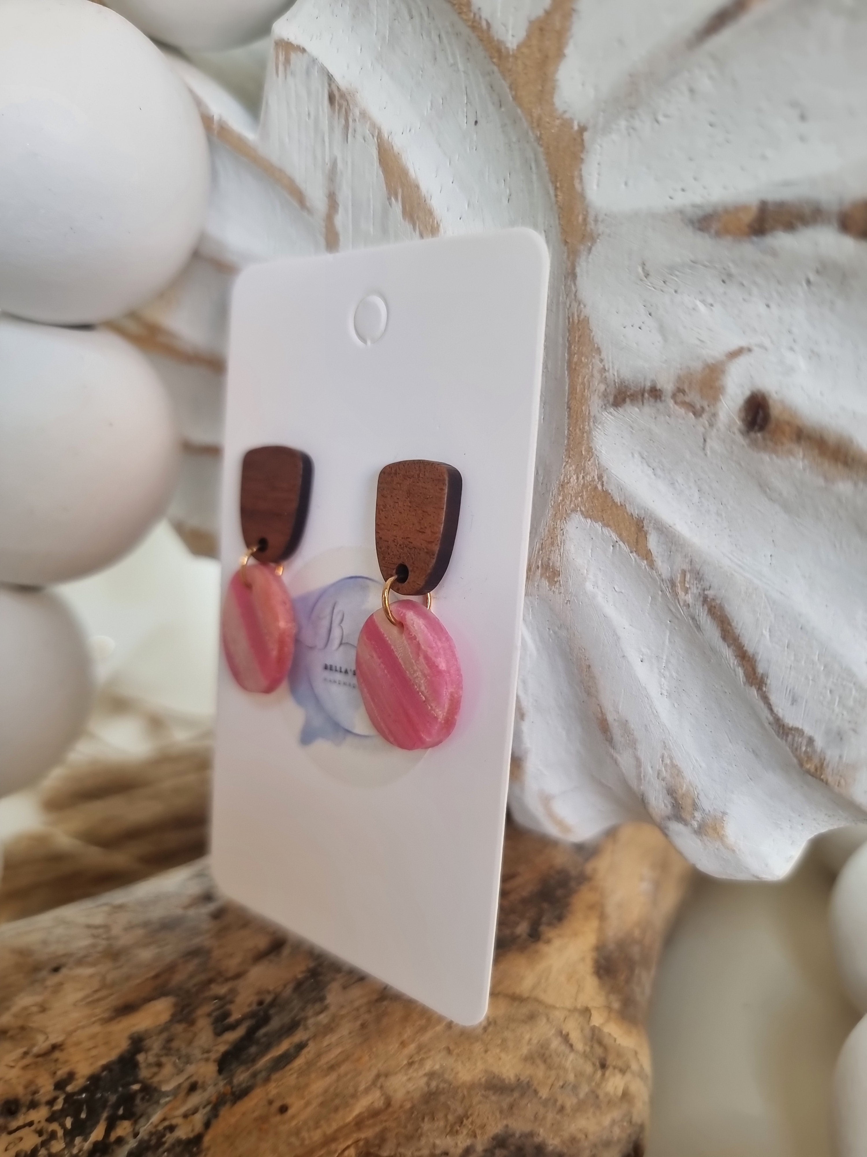 Rosé Timber Drops Small Dangle