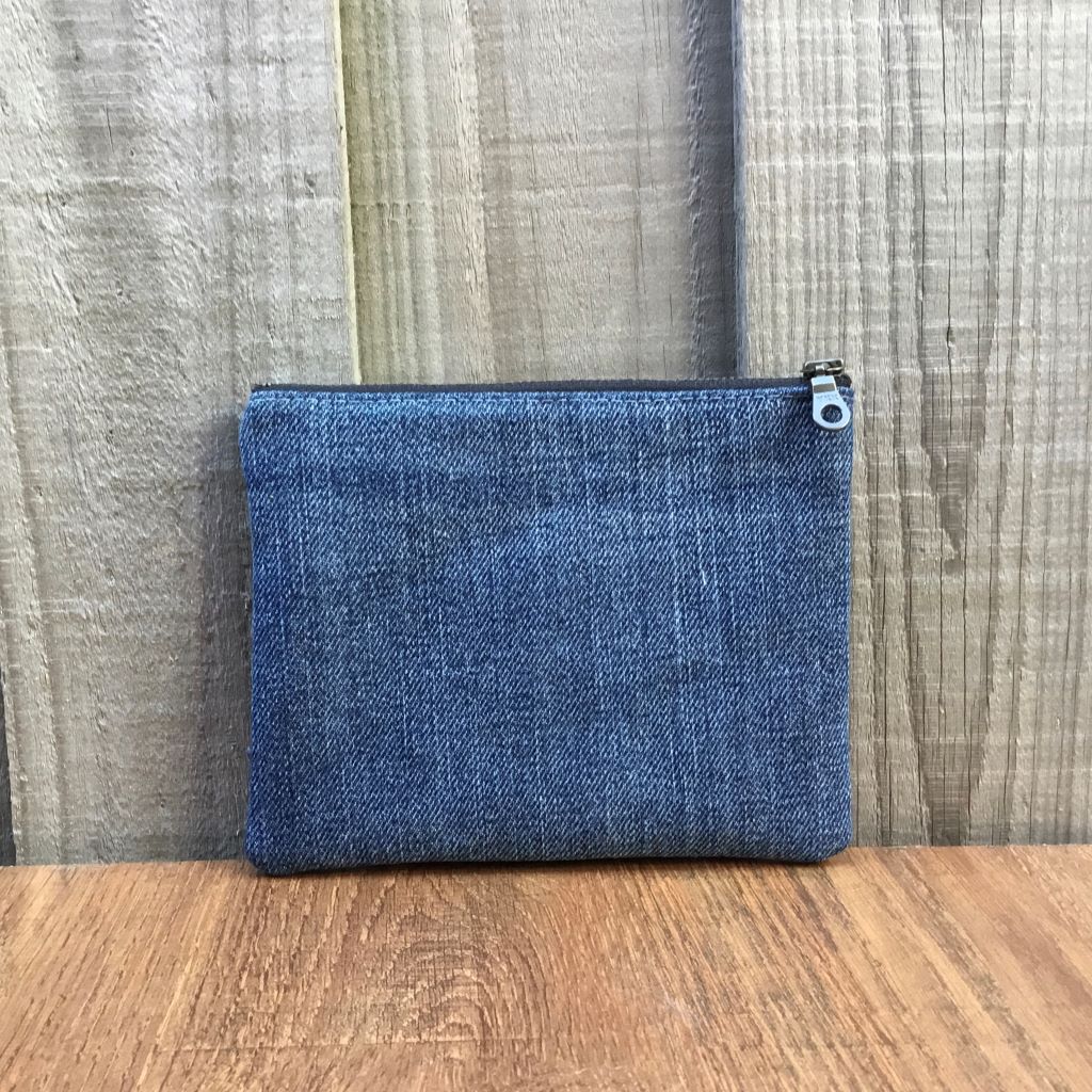 Upcycled Denim Purse – Denim & Red Polka Dot Heart