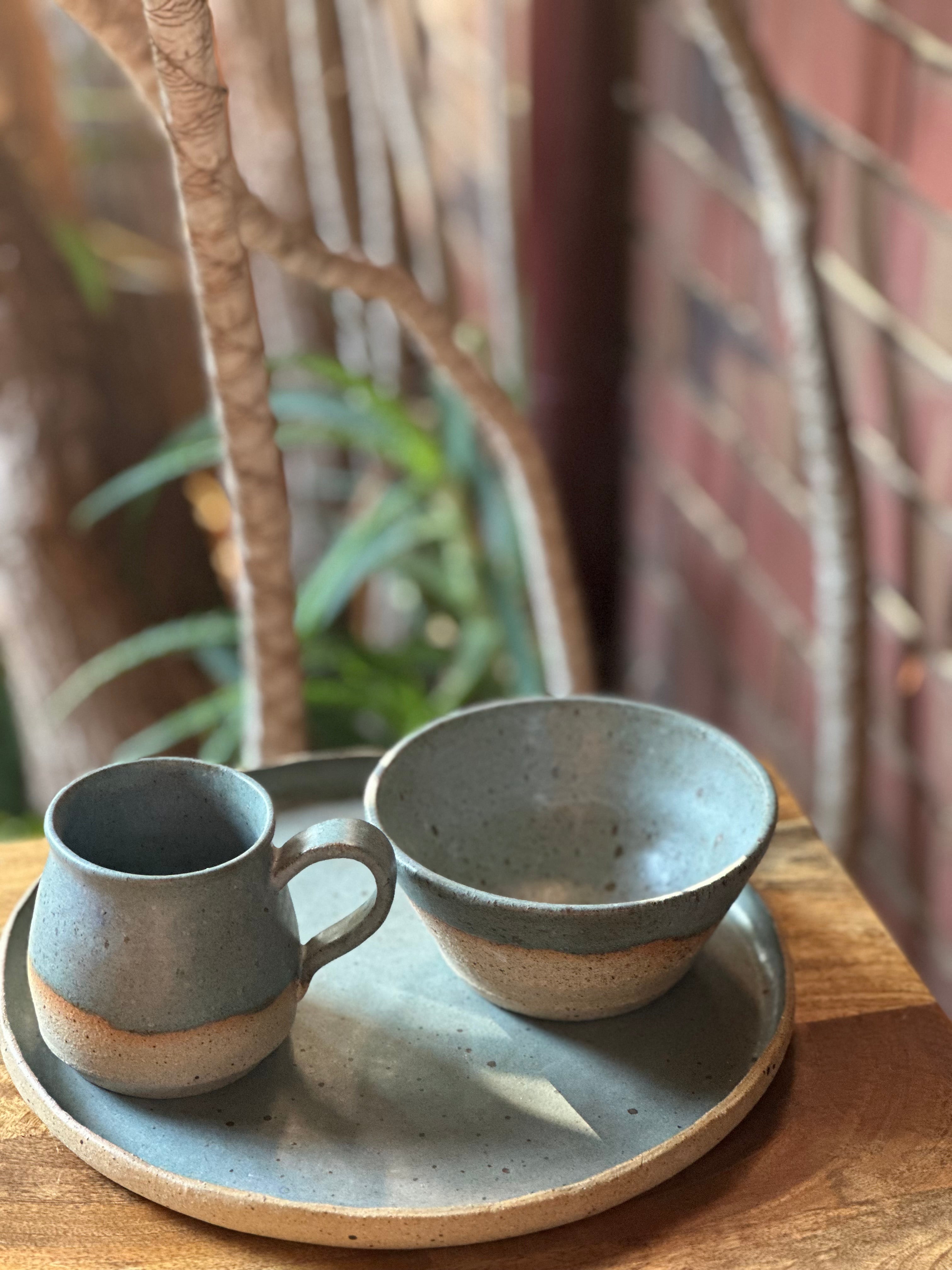 The Nest Set - Ceramic Mug, Bowl & Plate Set - Speckled Stoneware