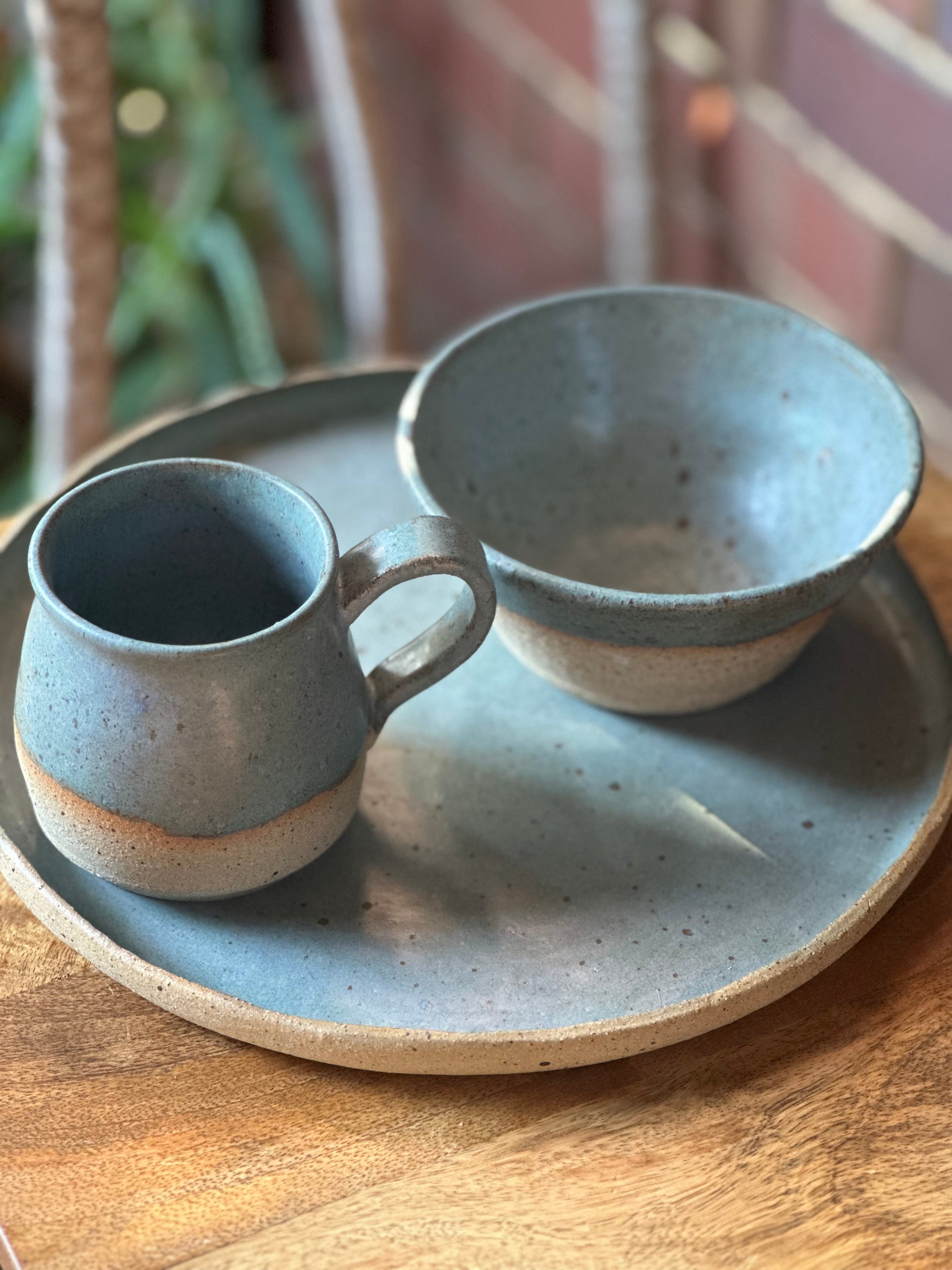 The Nest Set - Ceramic Mug, Bowl & Plate Set - Speckled Stoneware