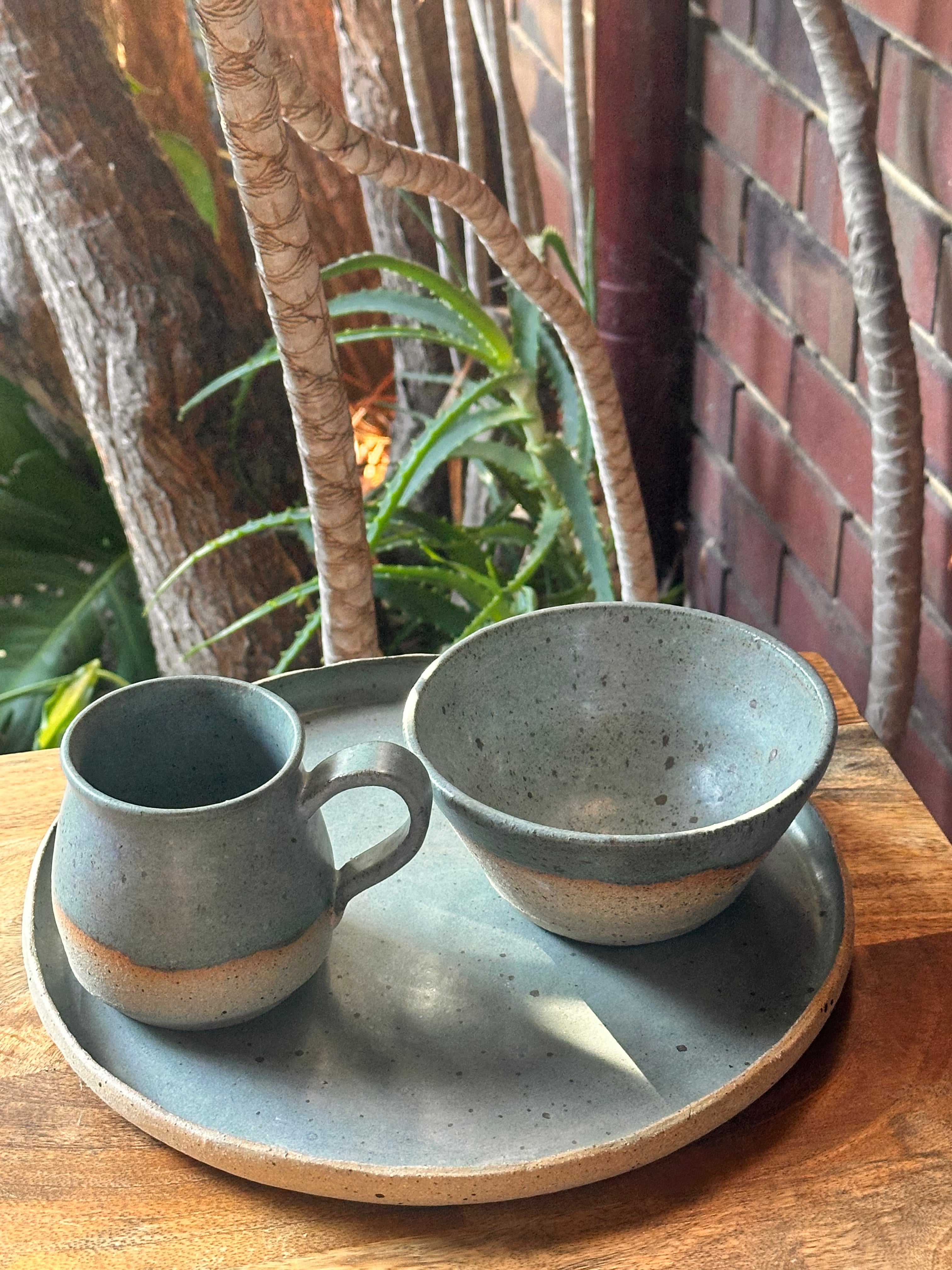 The Nest Set - Ceramic Mug, Bowl & Plate Set - Speckled Stoneware