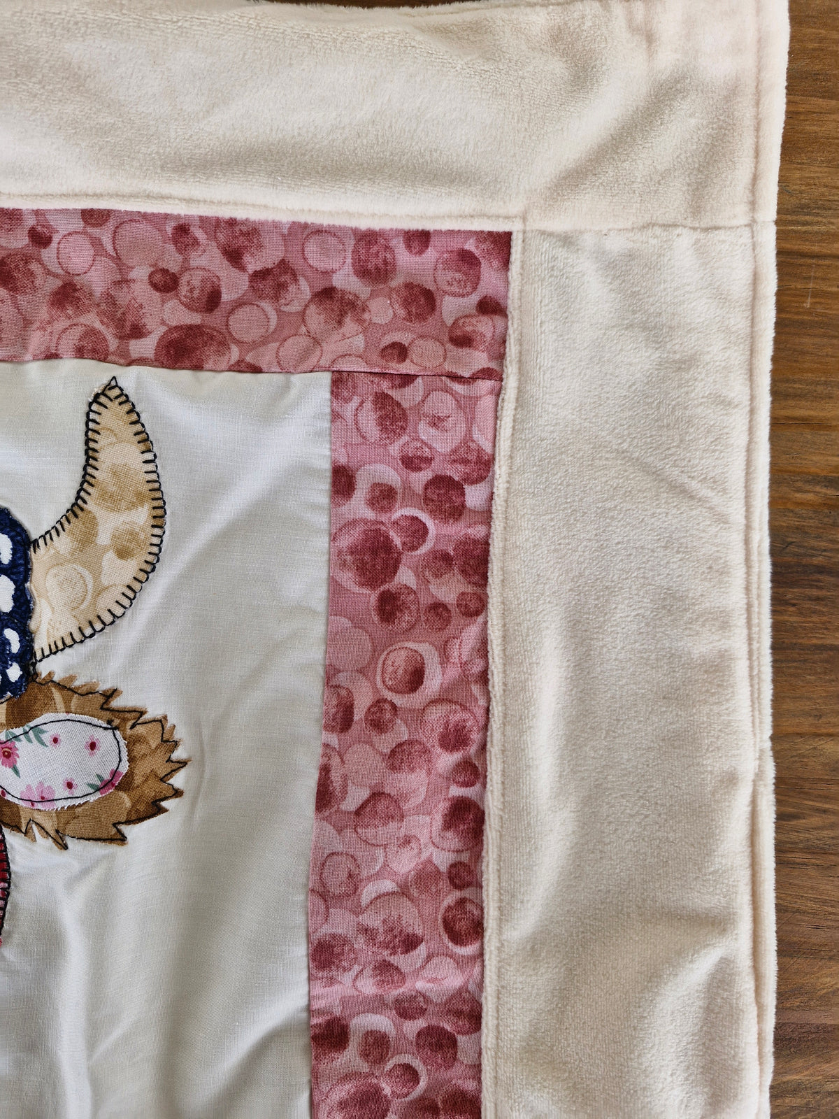 Pram size Highland Cow Patchwork front Baby Blanket