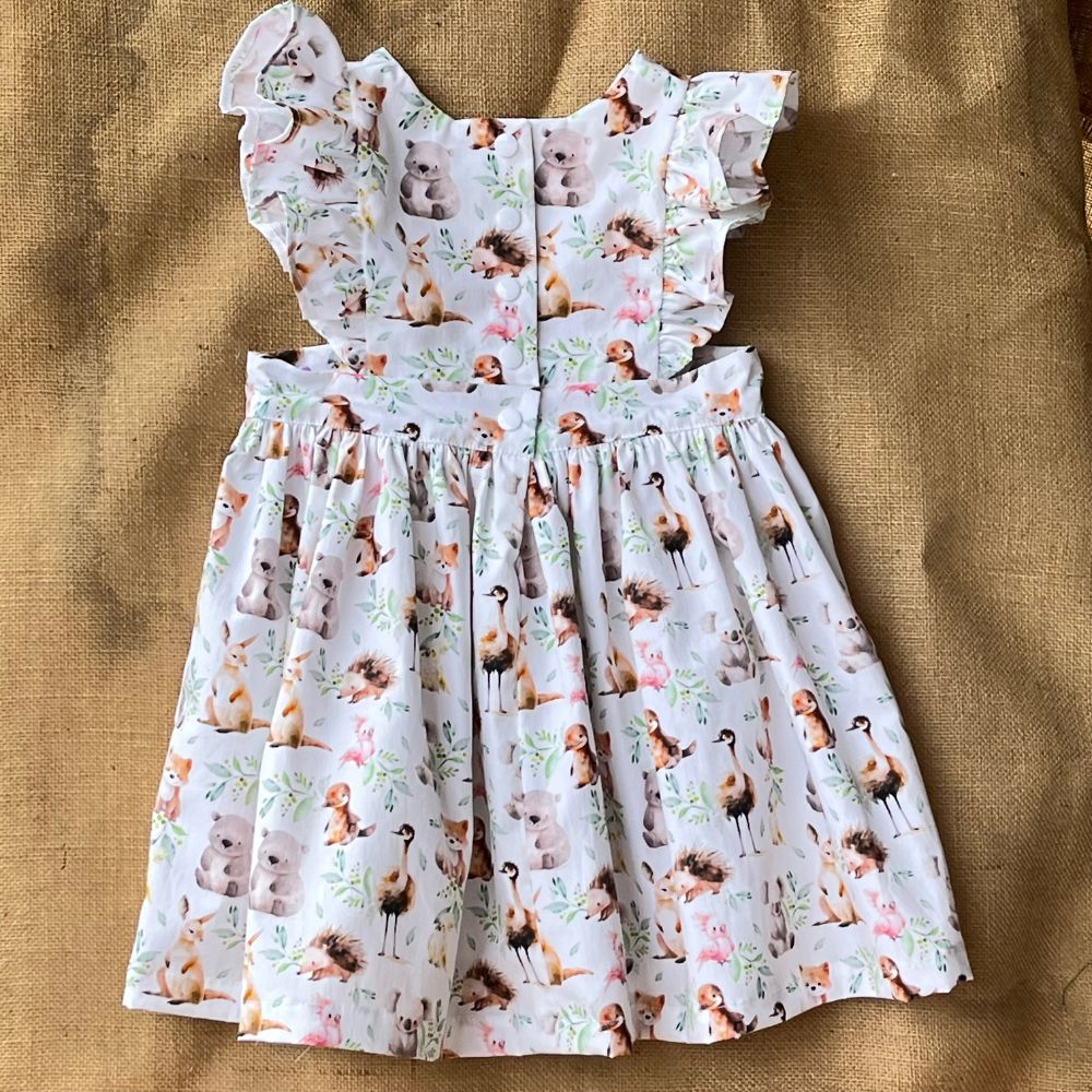 Handmade Pinafore Dress | Baby Aussie Animals | Sizes 3,4 and 5
