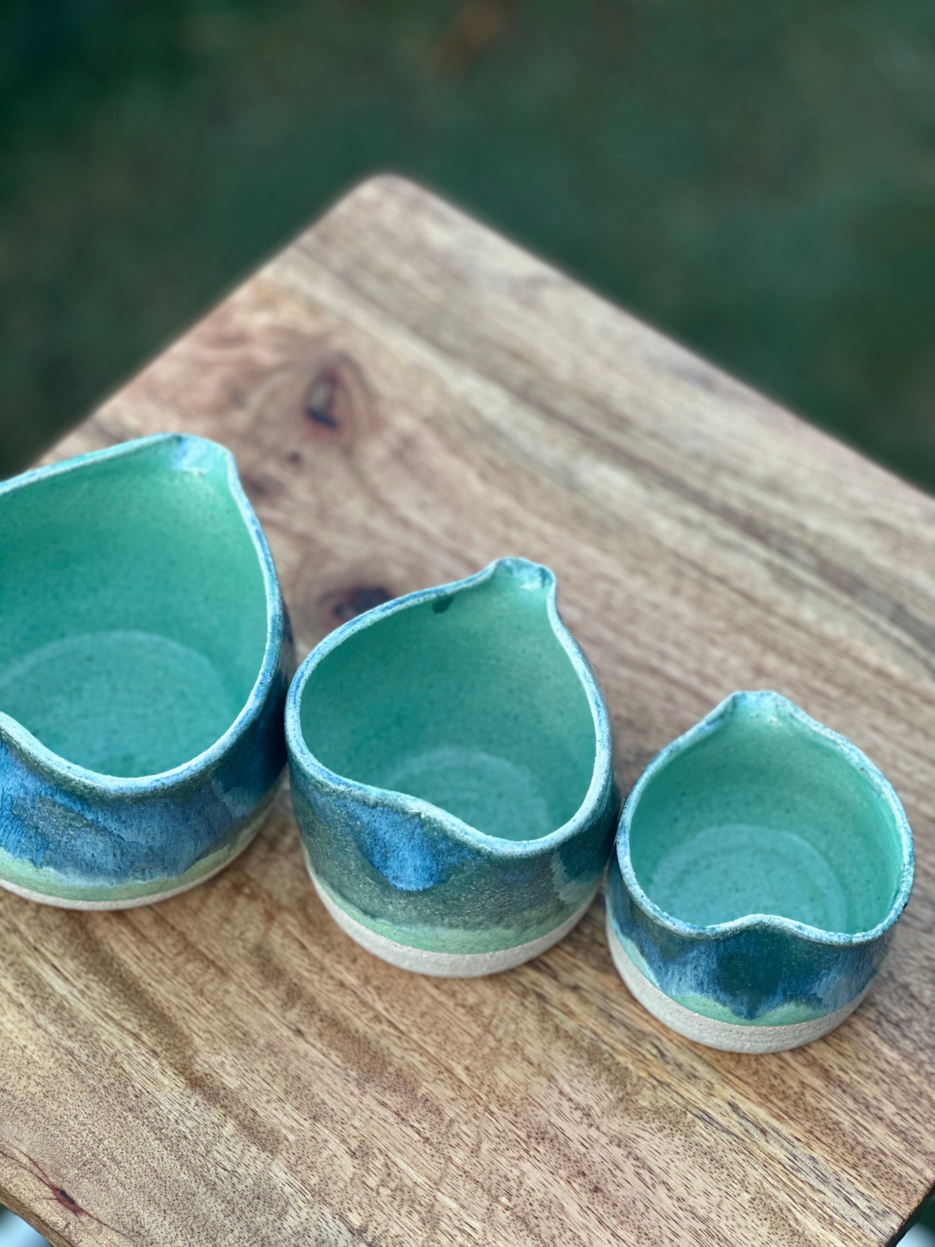 Much Love Pourers - Set of Three (3) Ceramic Jugs
