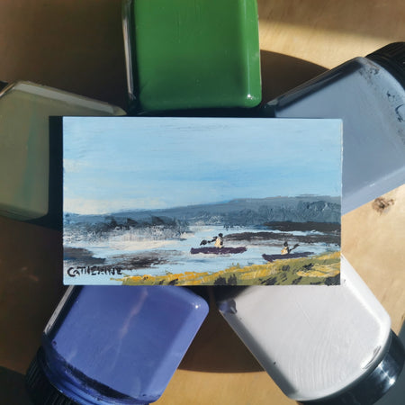 Original Art - Early Morning Paddle - Tiny Painting