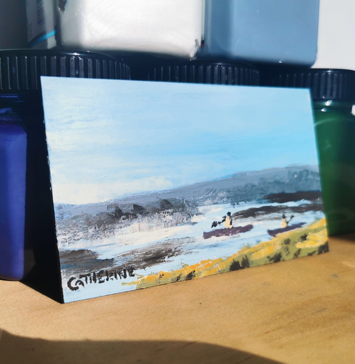 Original Art - Early Morning Paddle - Tiny Painting