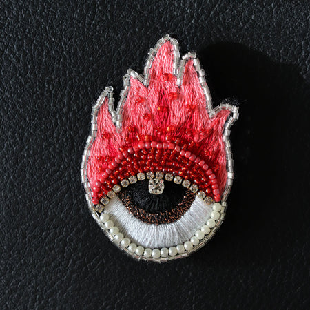 Beaded Fire Eye Brooch