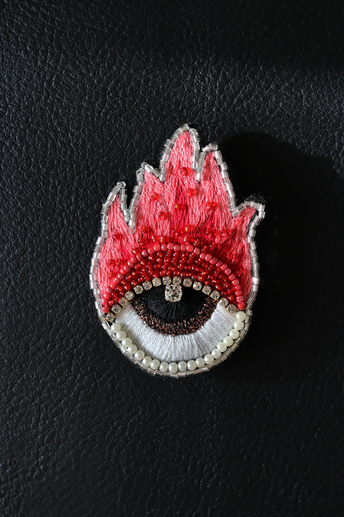 Beaded Fire Eye Brooch