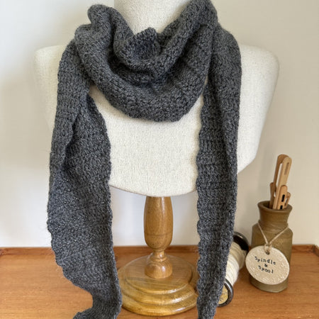Crocheted Alpaca Scarves - Grey & Charcoal
