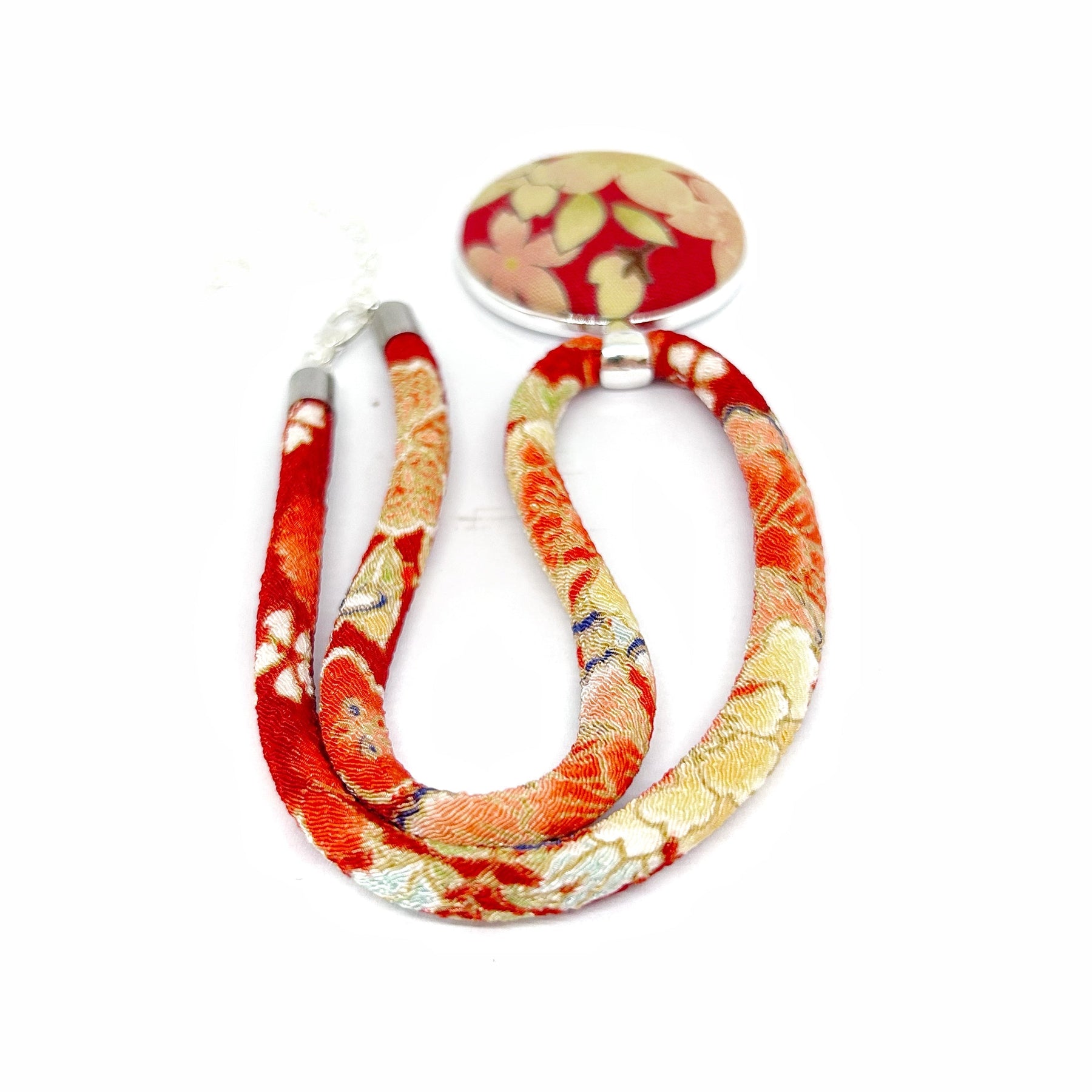 Kimono Pendant Necklace - Tangerine Blossom