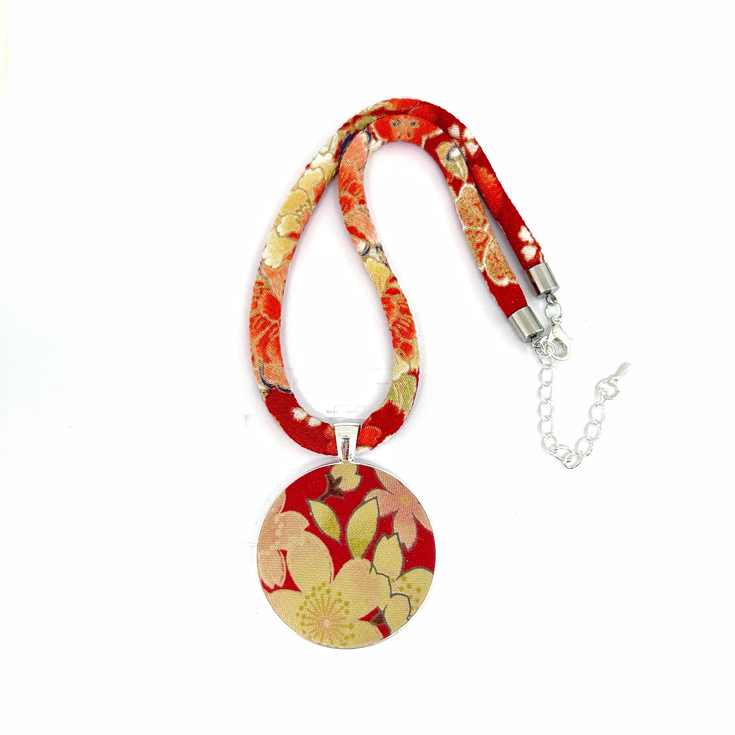 Kimono Pendant Necklace - Tangerine Blossom