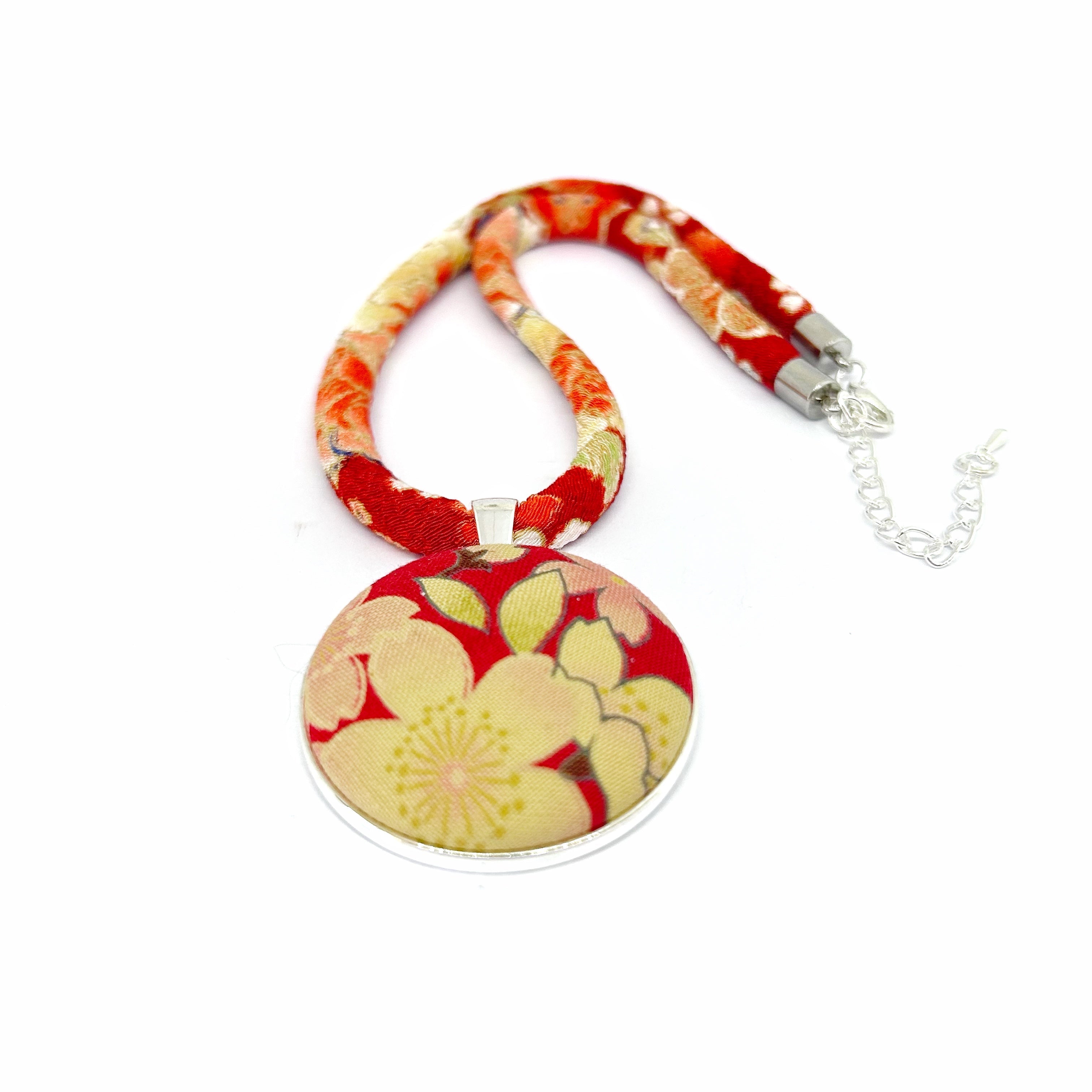 Kimono Pendant Necklace - Tangerine Blossom