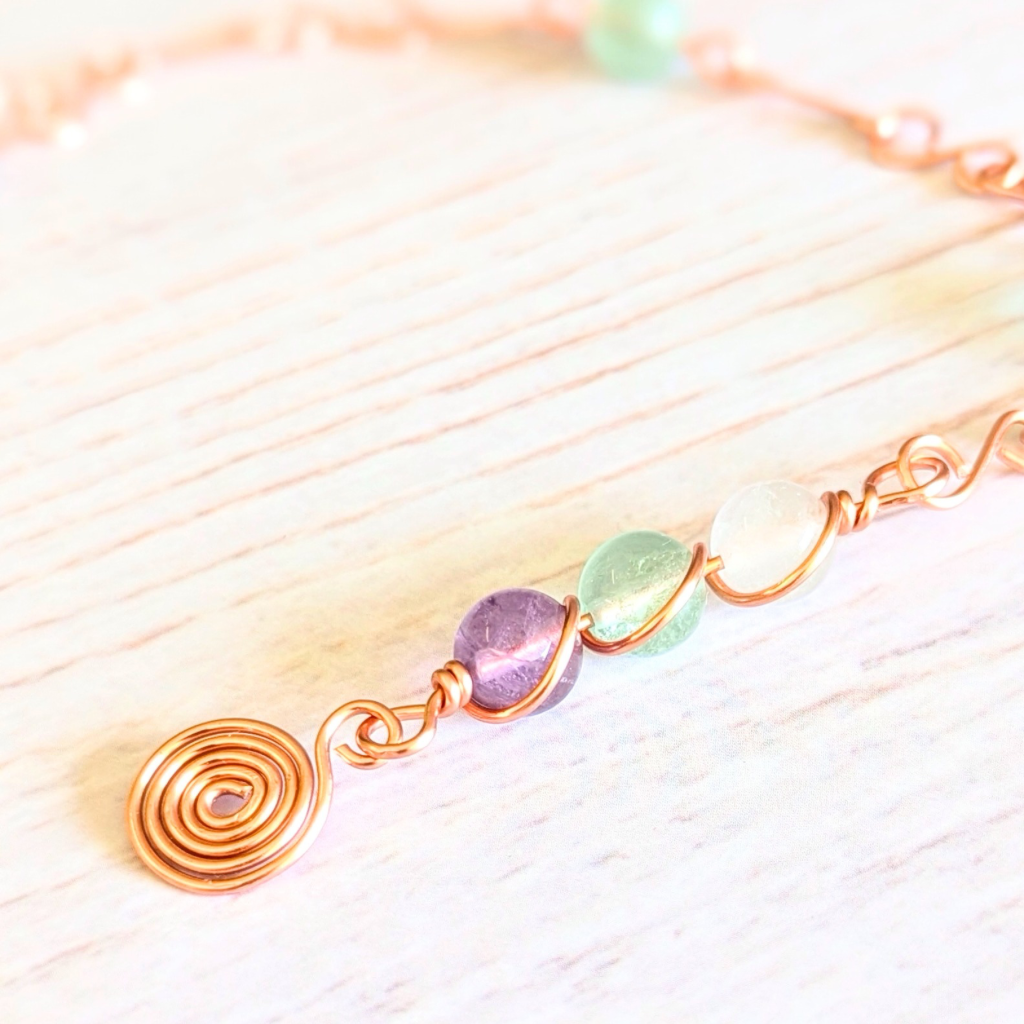 Rainbow fluorite crystal intention suncatcher - Calming - Handmade gift