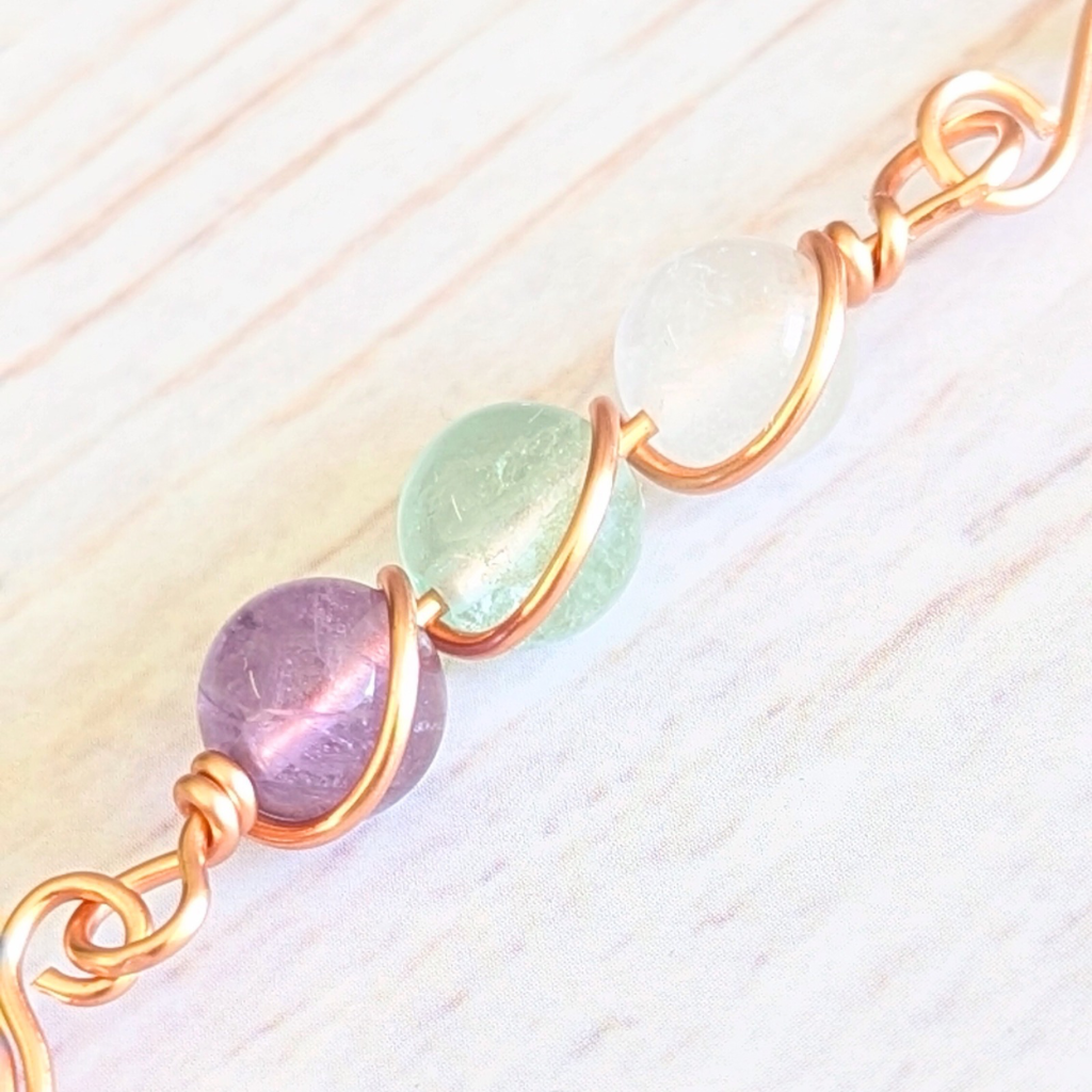 Rainbow fluorite crystal intention suncatcher - Calming - Handmade gift