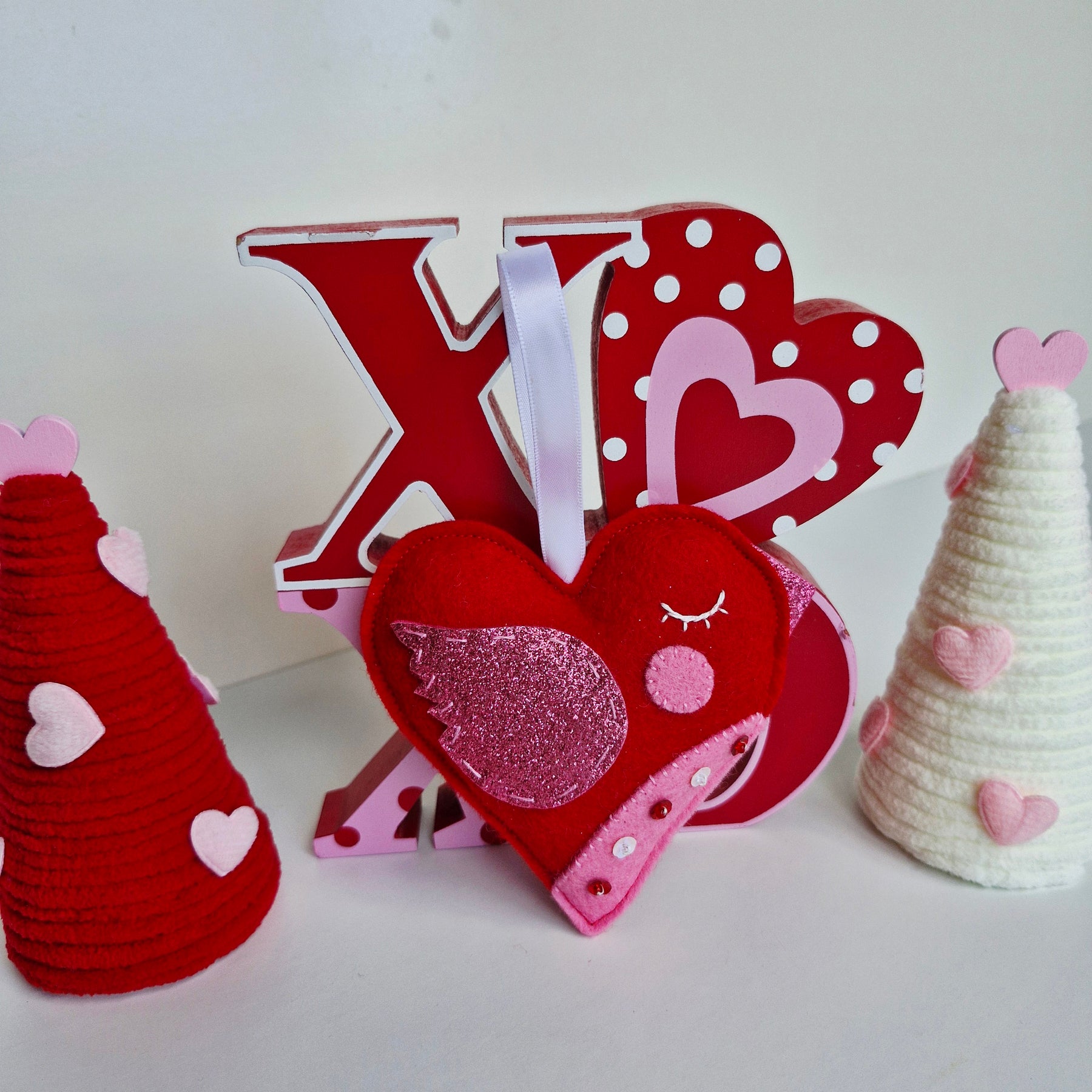 Heart Bird Decoration - Red
