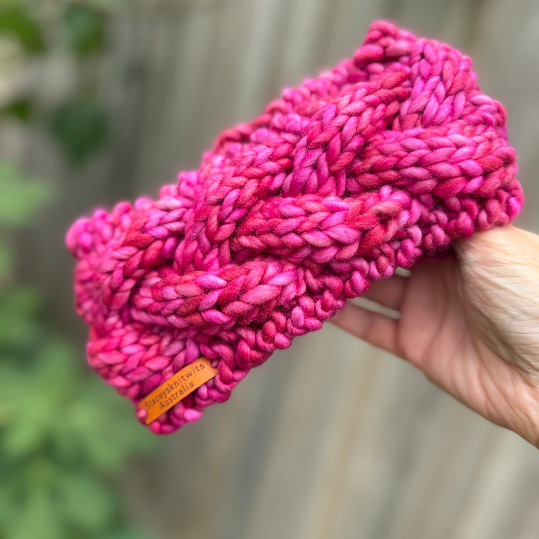 Pink Merino Headband, Ladies Pink Chunky winter headband