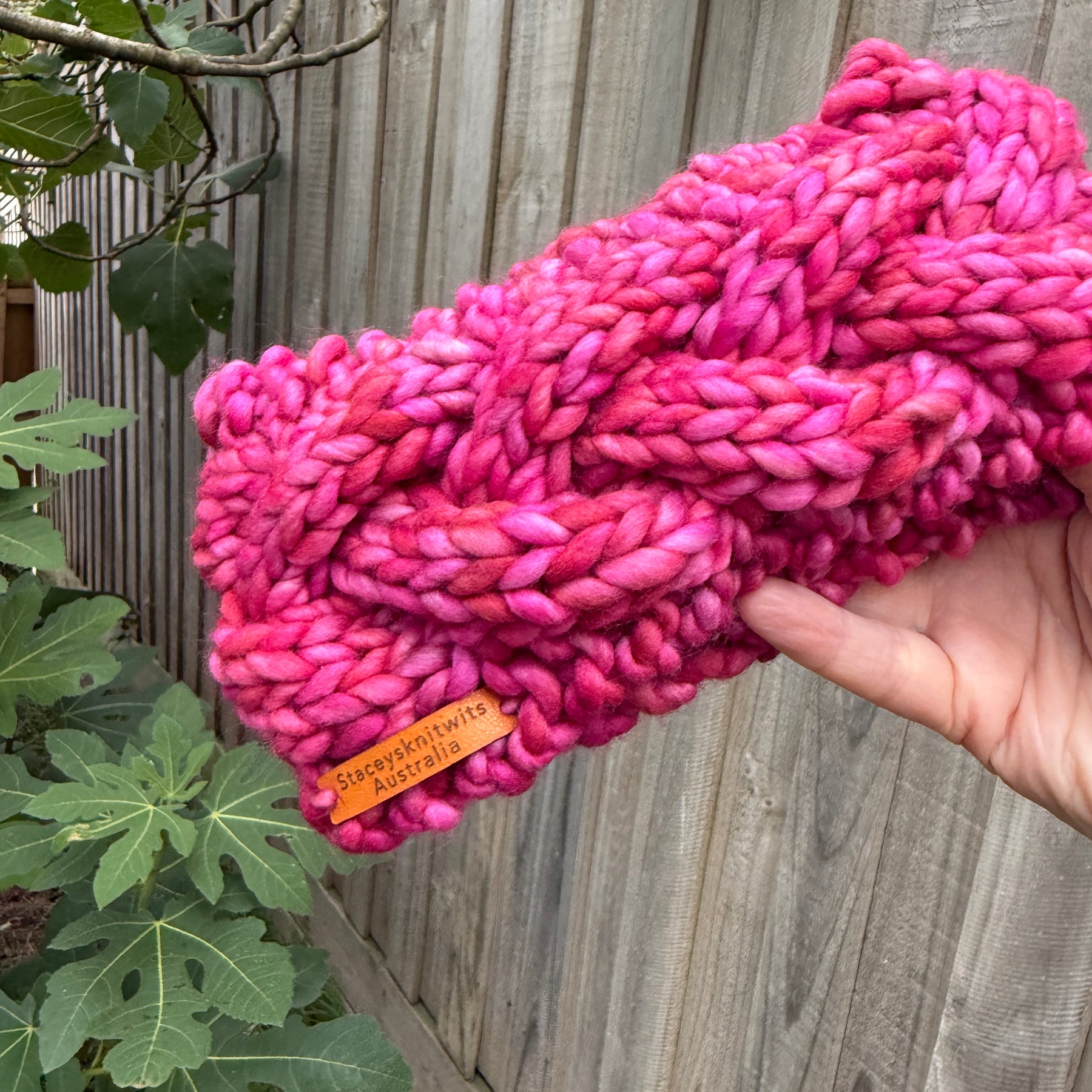 Pink Merino Headband, Ladies Pink Chunky winter headband