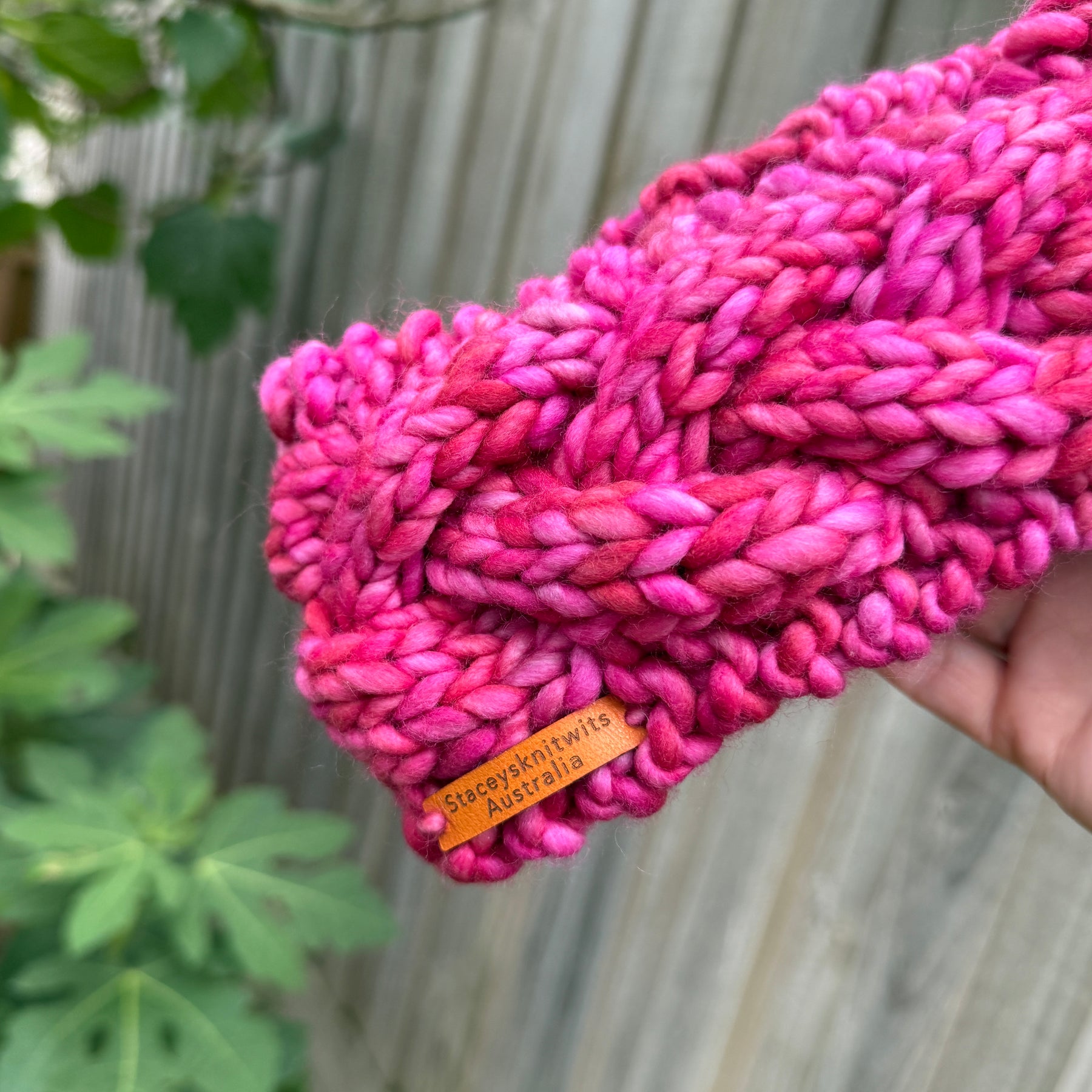 Pink Merino Headband, Ladies Pink Chunky winter headband