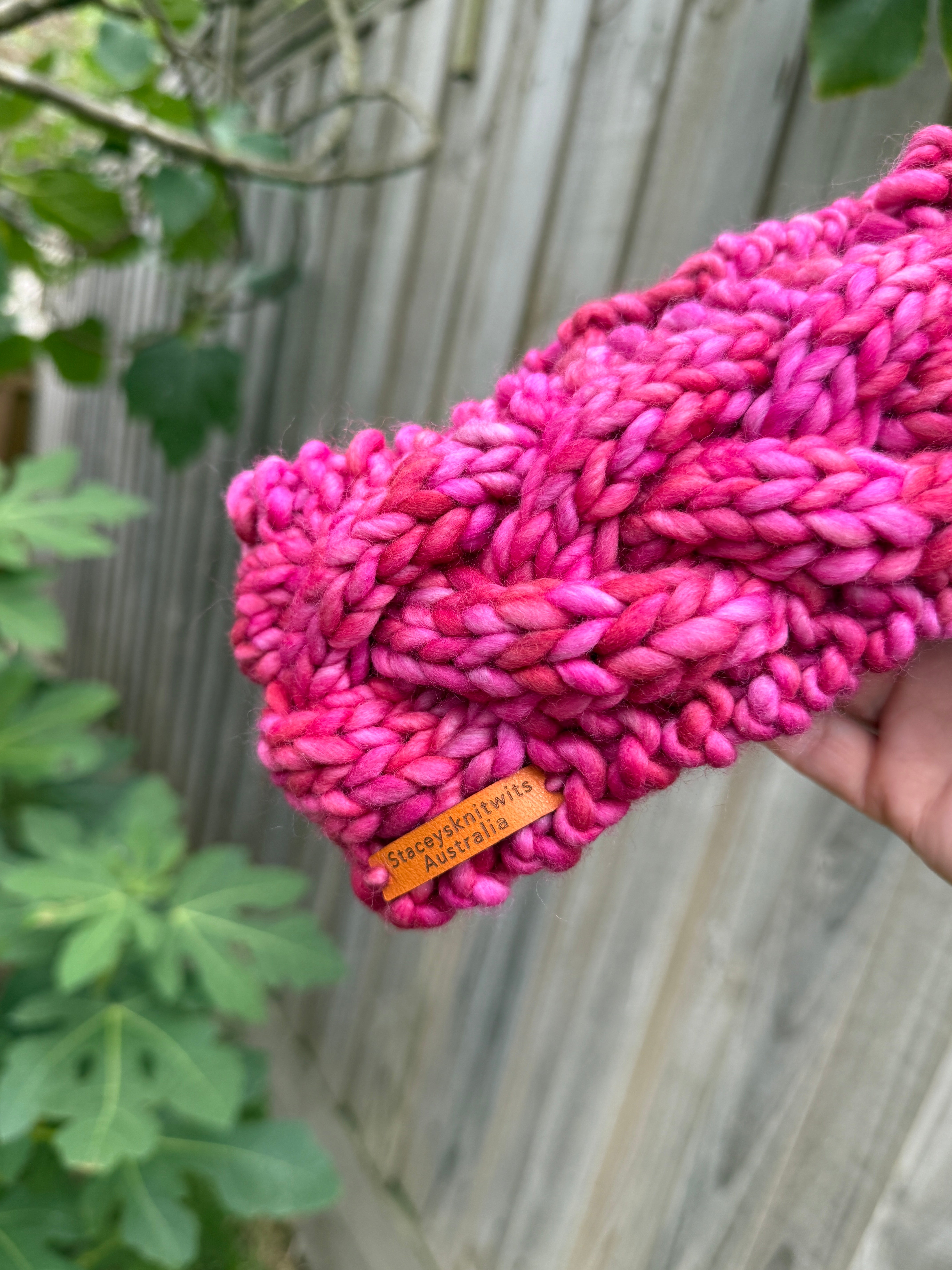 Pink Merino Headband, Ladies Pink Chunky winter headband