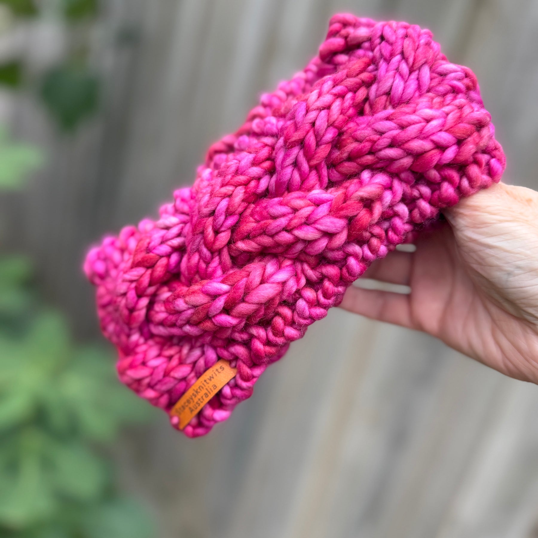 Pink Merino Headband, Ladies Pink Chunky winter headband