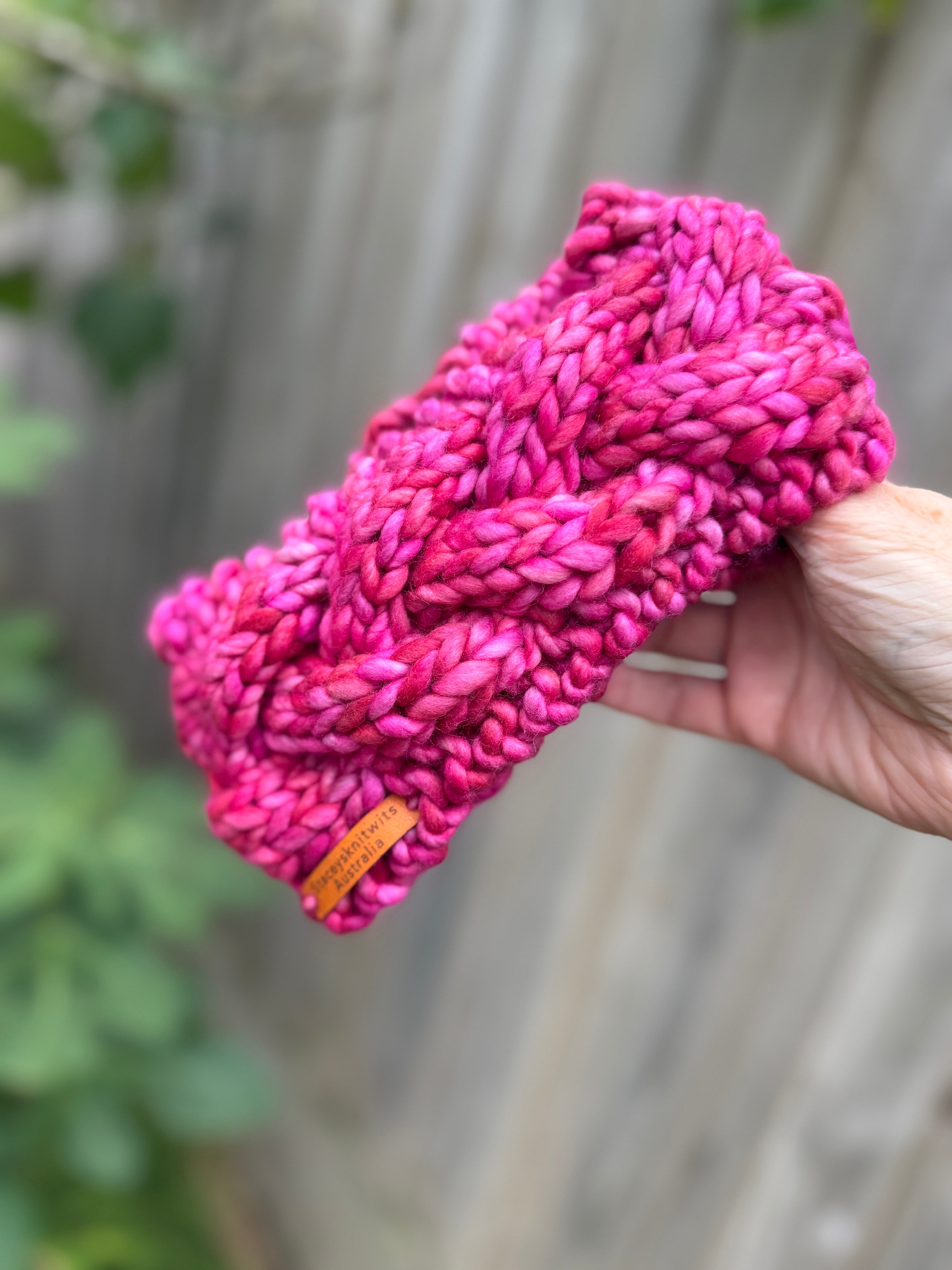 Pink Merino Headband, Ladies Pink Chunky winter headband