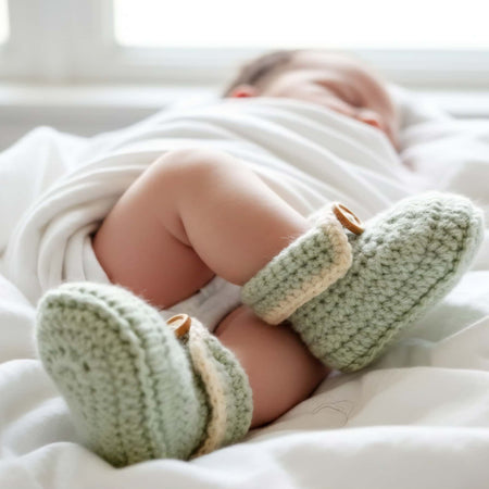 Baby Booties | Sage Green | Newborn | Crochet | Knit | Shoes | Socks