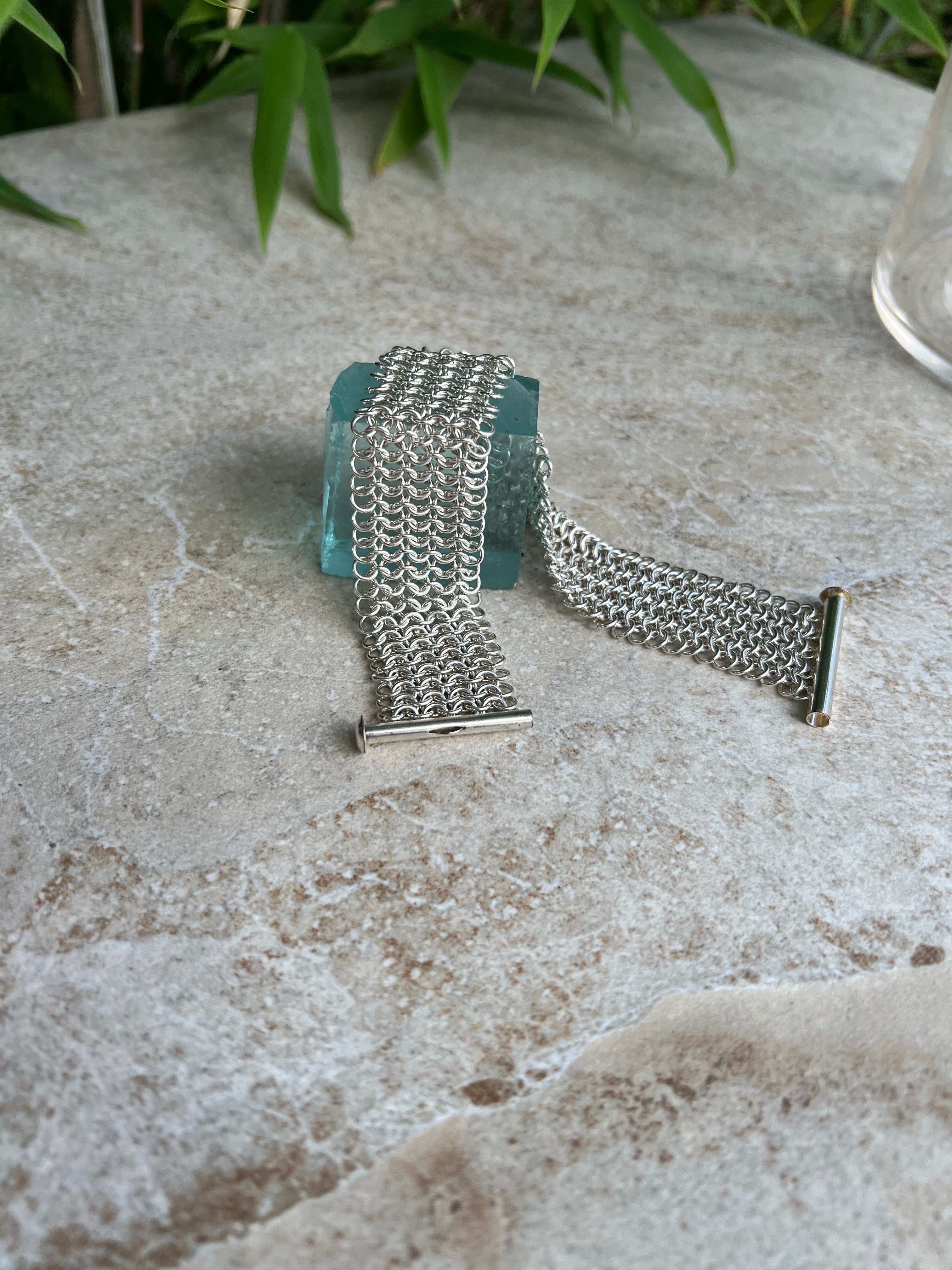 Sterling Silver Bracelet "Chain Maille" Cuff