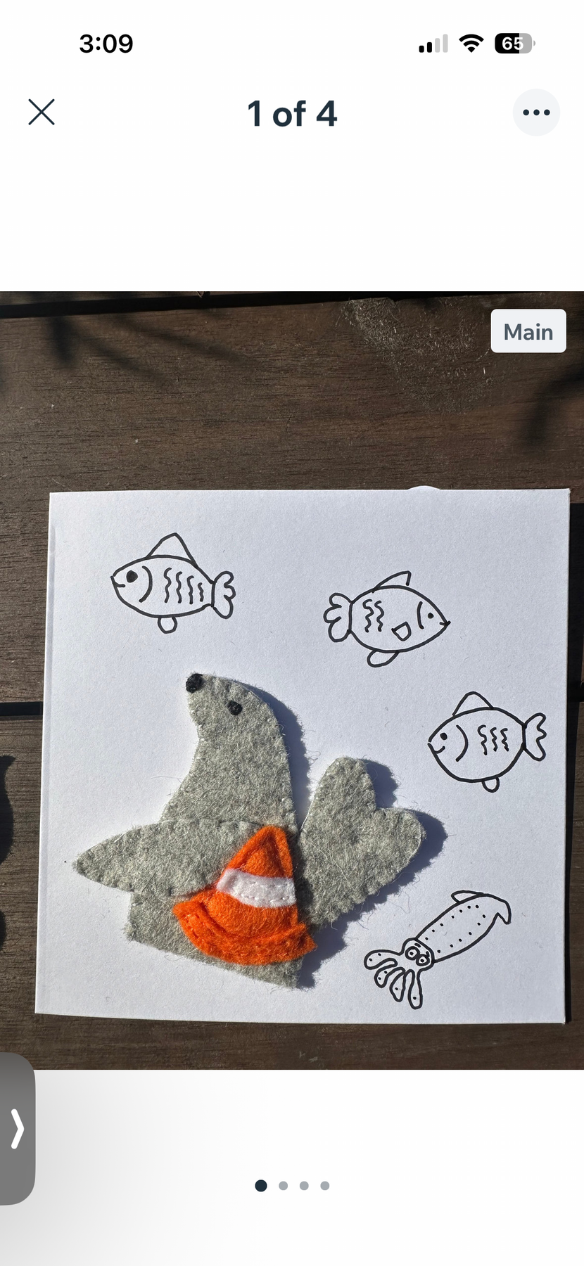 Neil the seal finger puppet