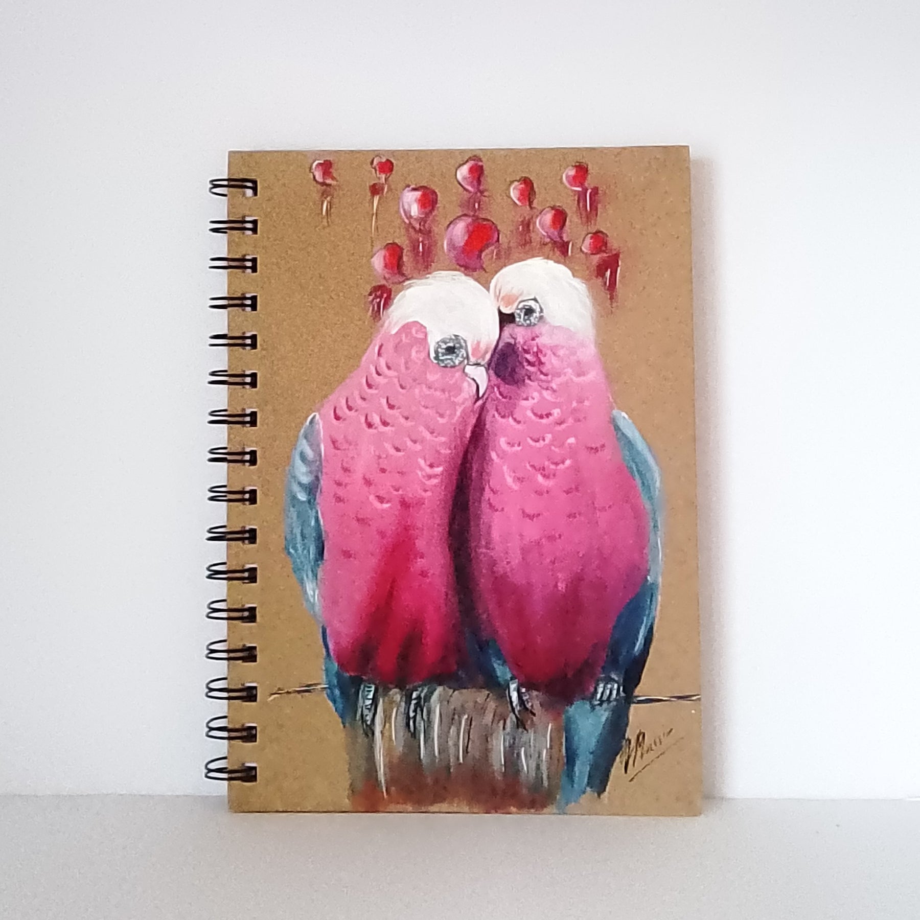 Galah Valentine Handpainted Notebook Size A5 Lined.