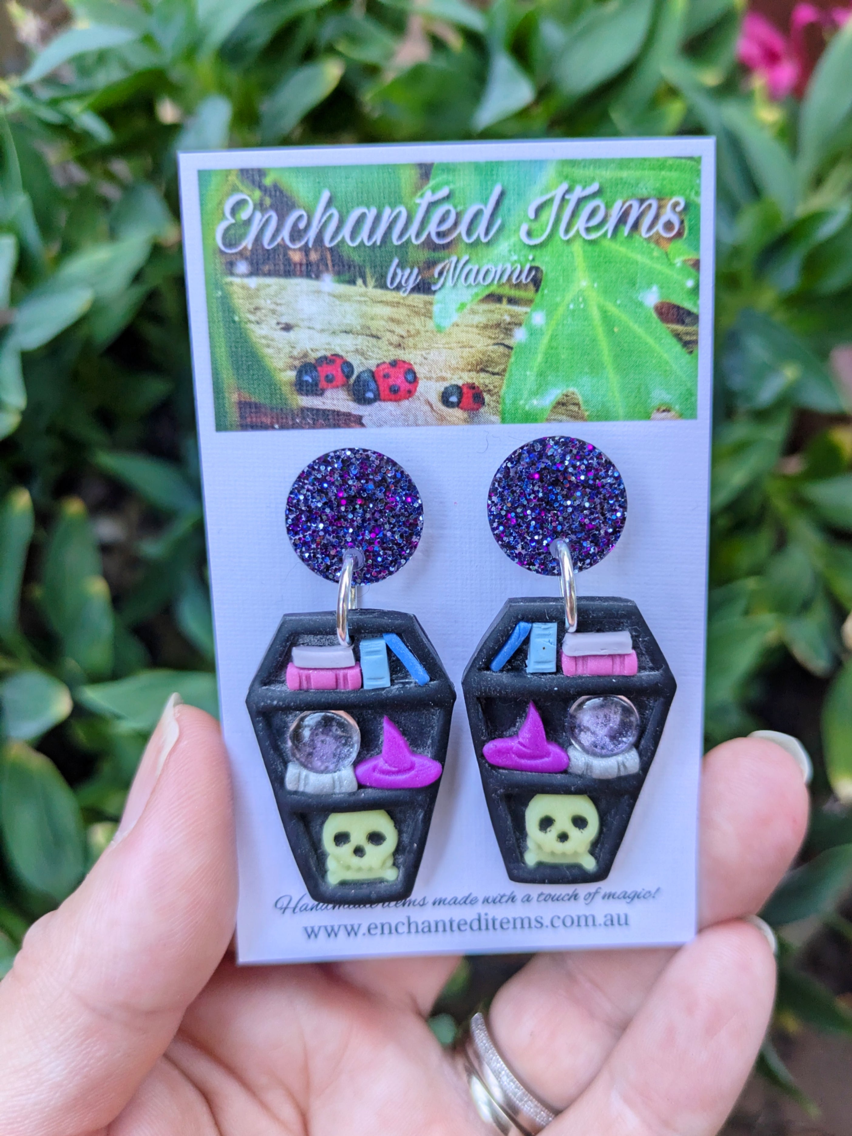 Coffin Bookshelf Earrings