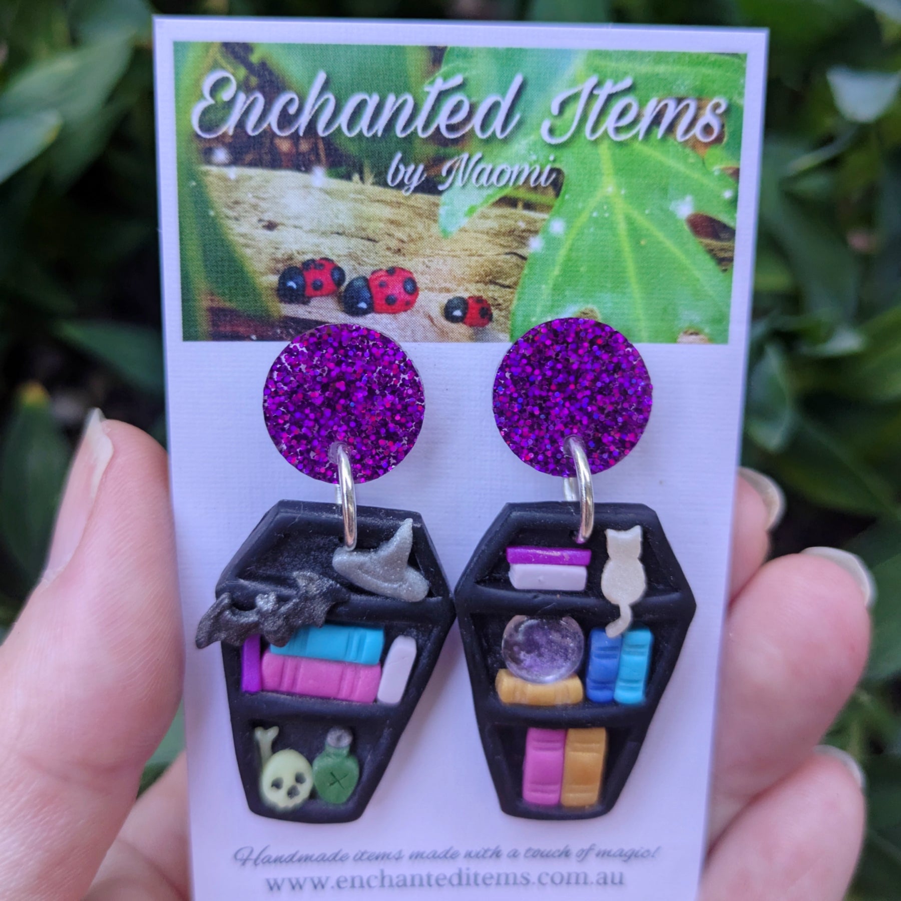 Coffin Bookshelf Earrings