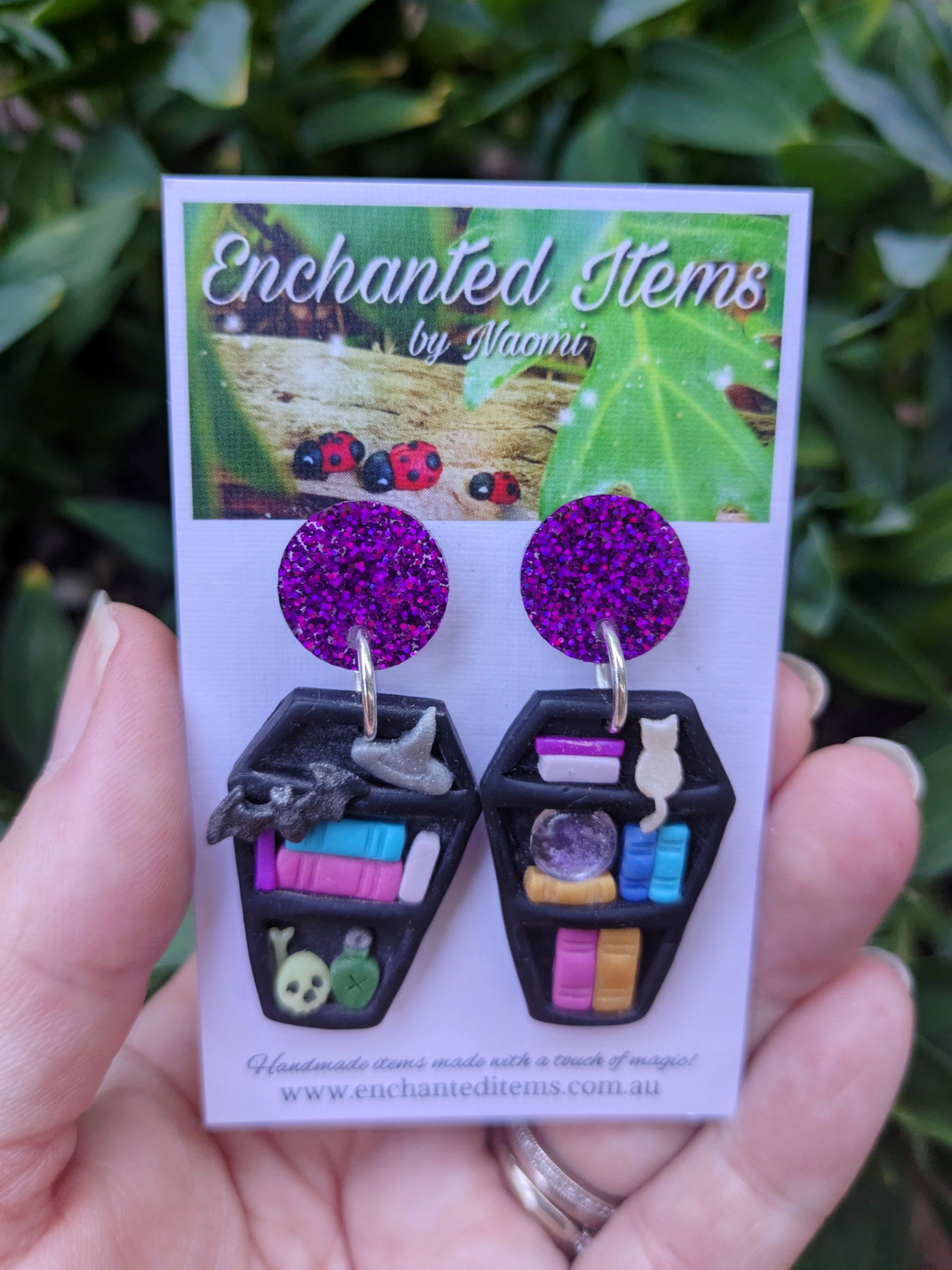 Coffin Bookshelf Earrings