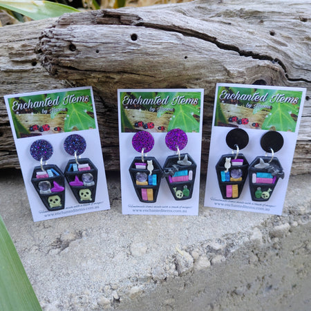 Coffin Bookshelf Earrings