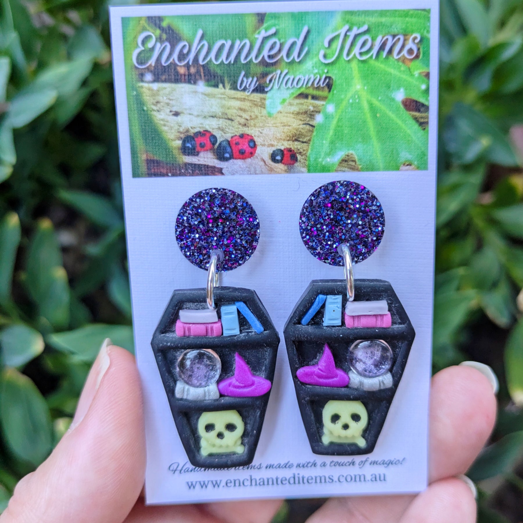 Coffin Bookshelf Earrings