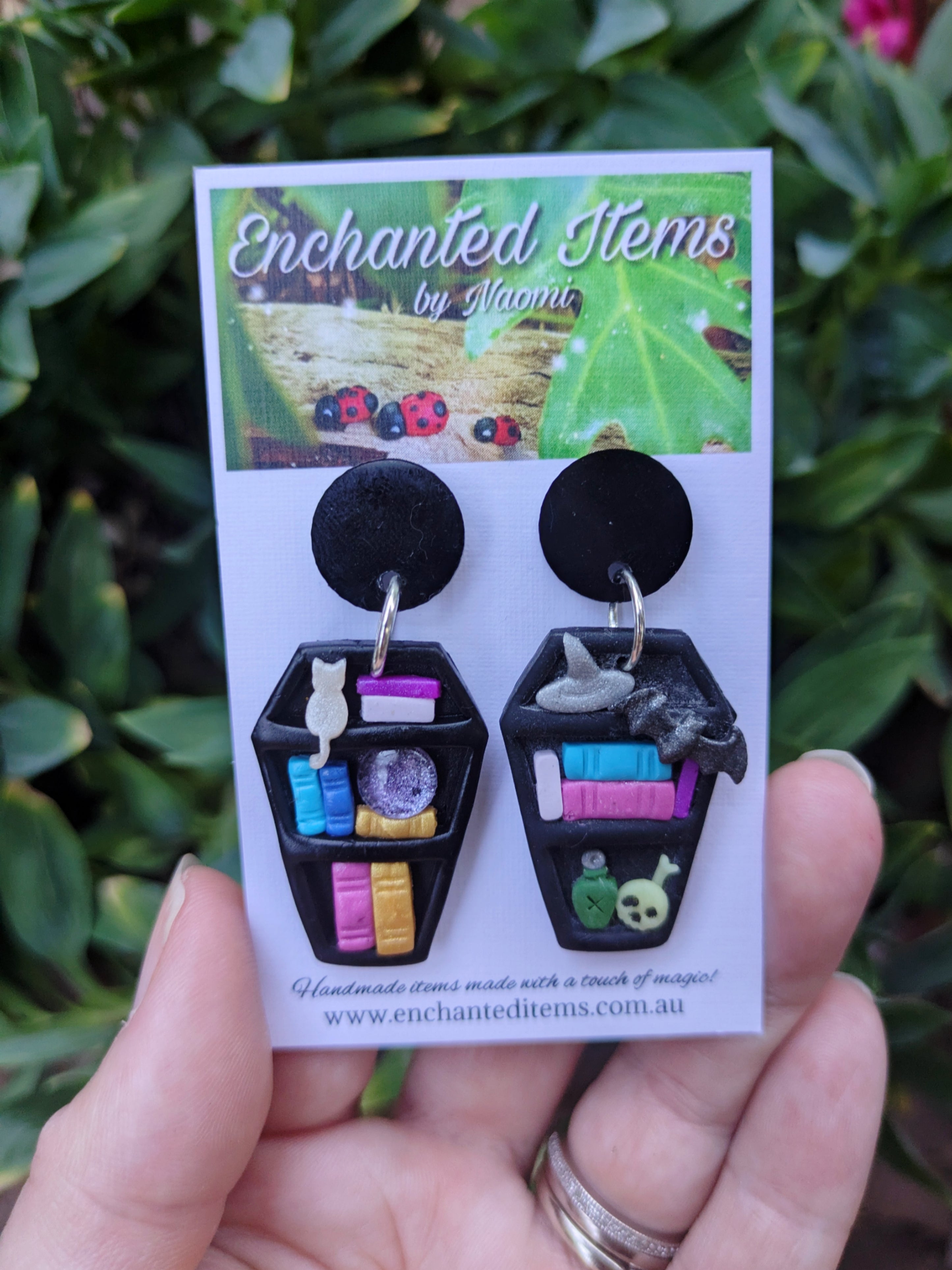 Coffin Bookshelf Earrings