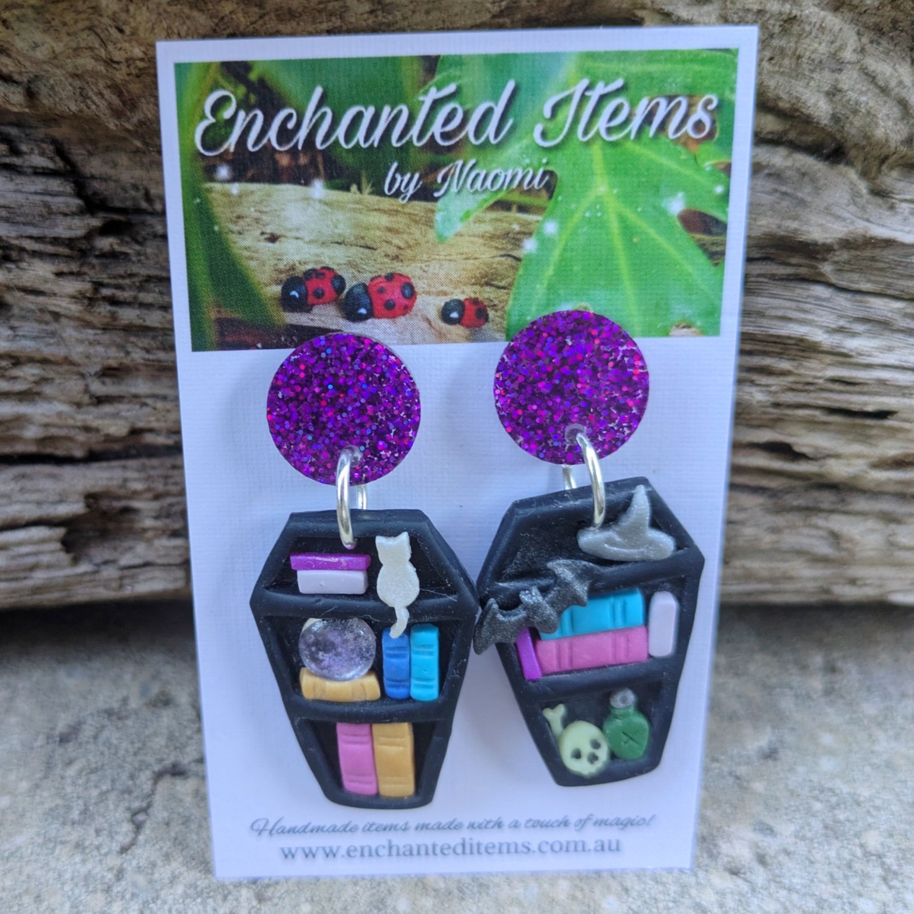 Coffin Bookshelf Earrings