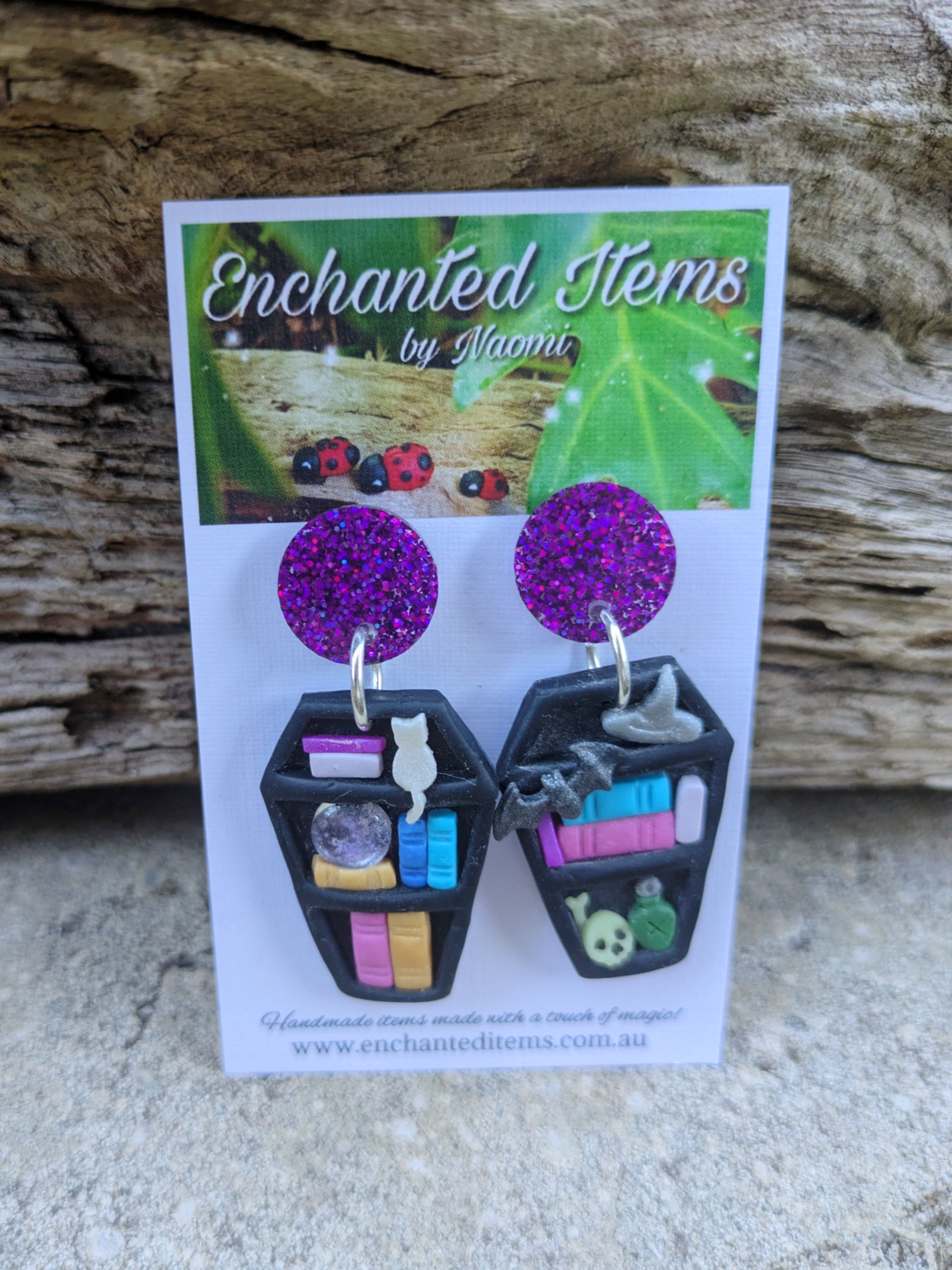 Coffin Bookshelf Earrings