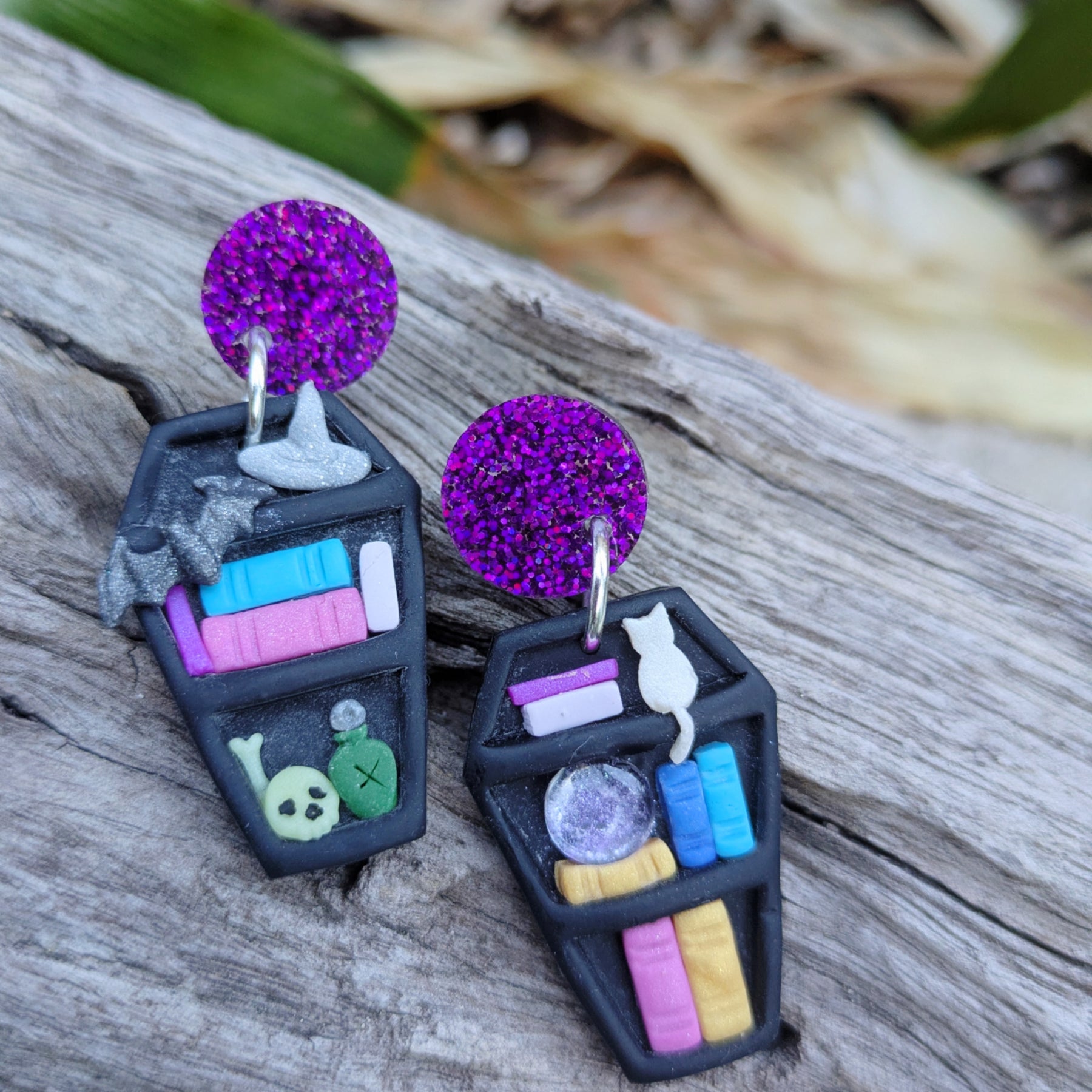 Coffin Bookshelf Earrings