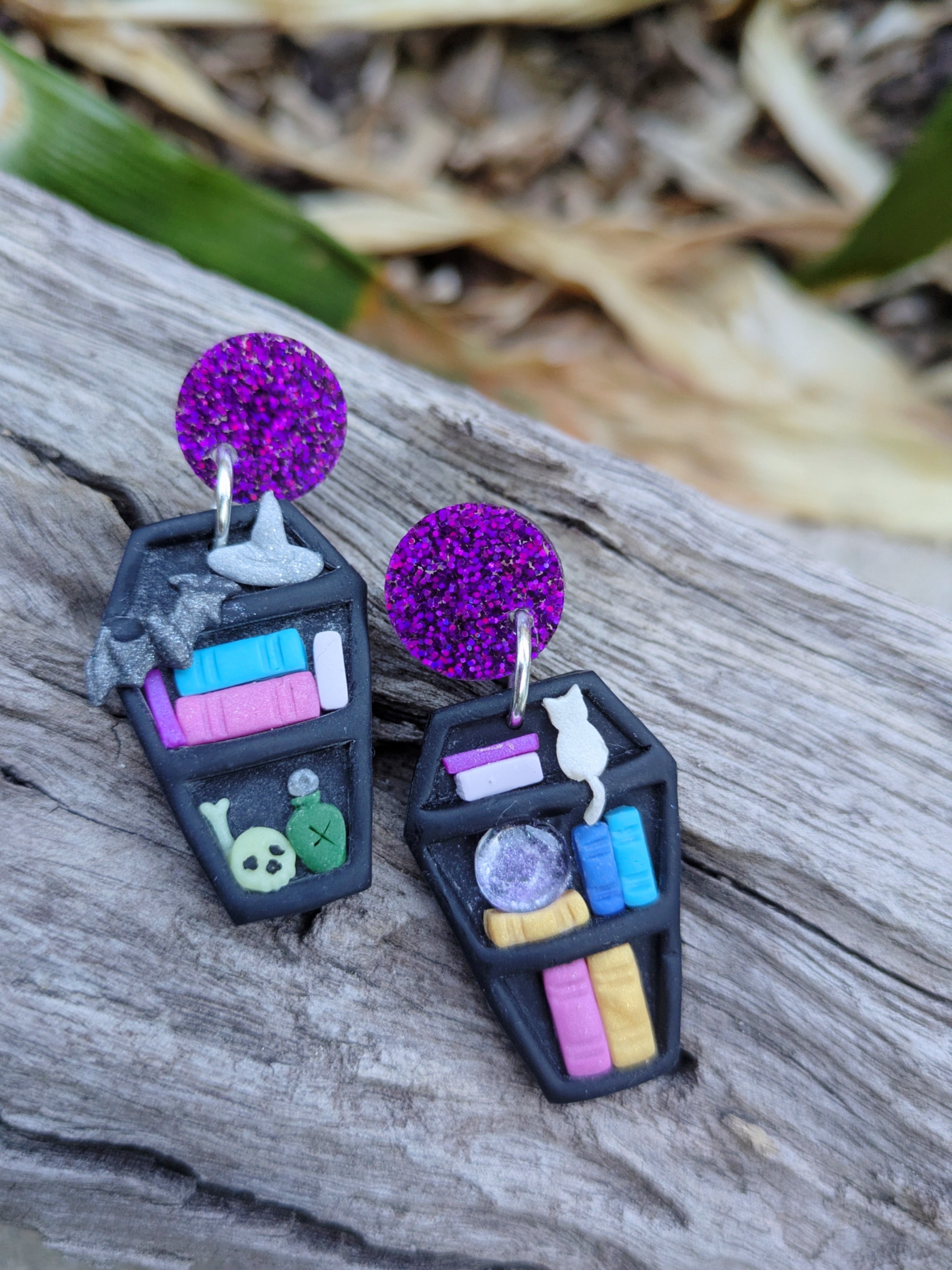 Coffin Bookshelf Earrings