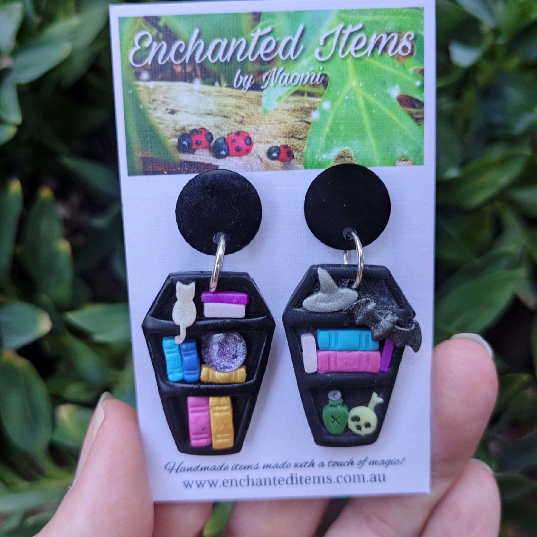 Coffin Bookshelf Earrings