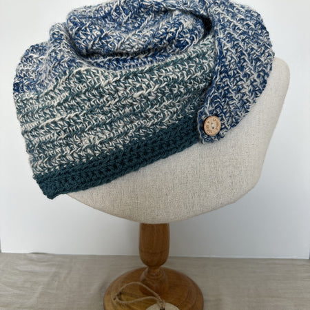 Cosy 'Azure' Alpaca, Wool & Silk Handspun Scarf