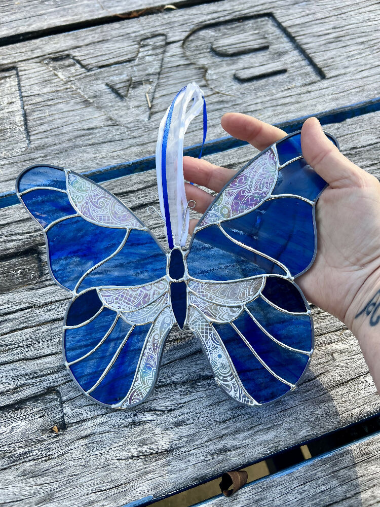 Blue Stainedglass Butterfly