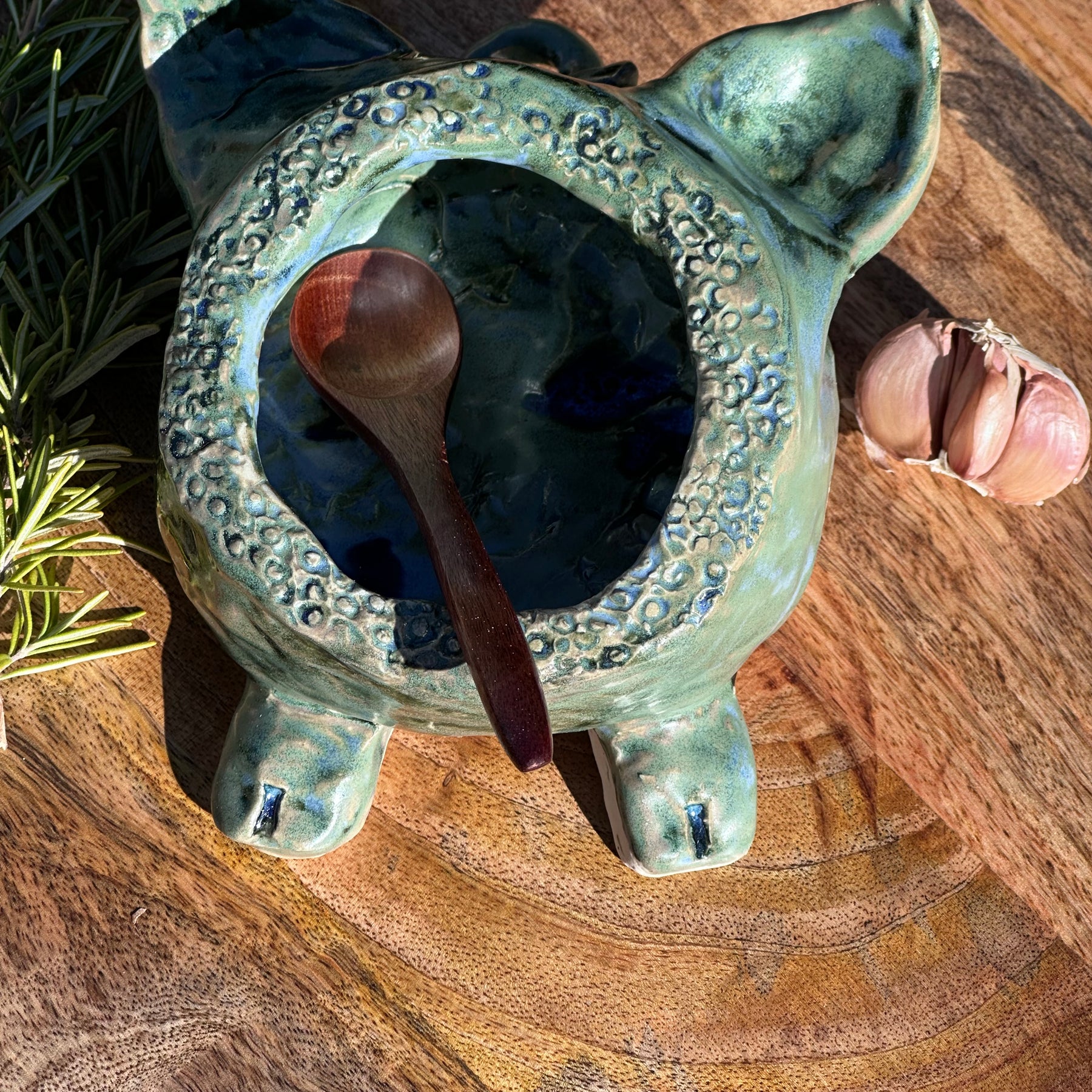 Large Pig Salt Cellar Pot - Ocean