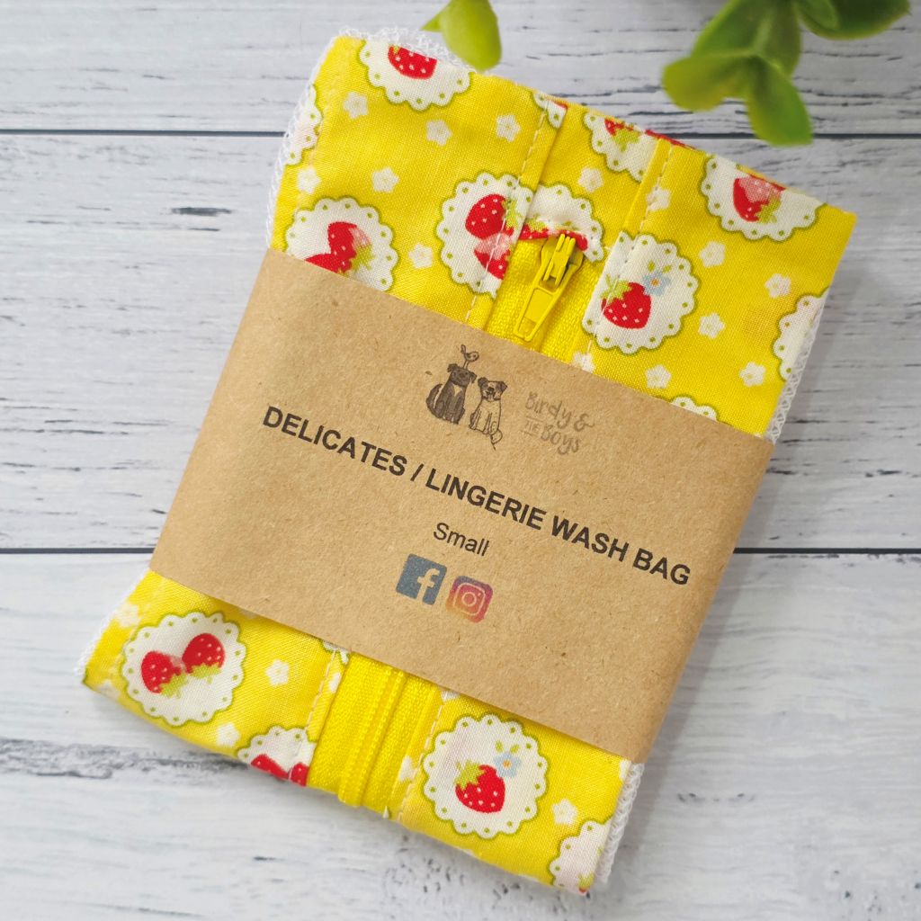 Wash Bag, Small - Lingerie/Delicates, Strawberries or Flamingos or Grevillea