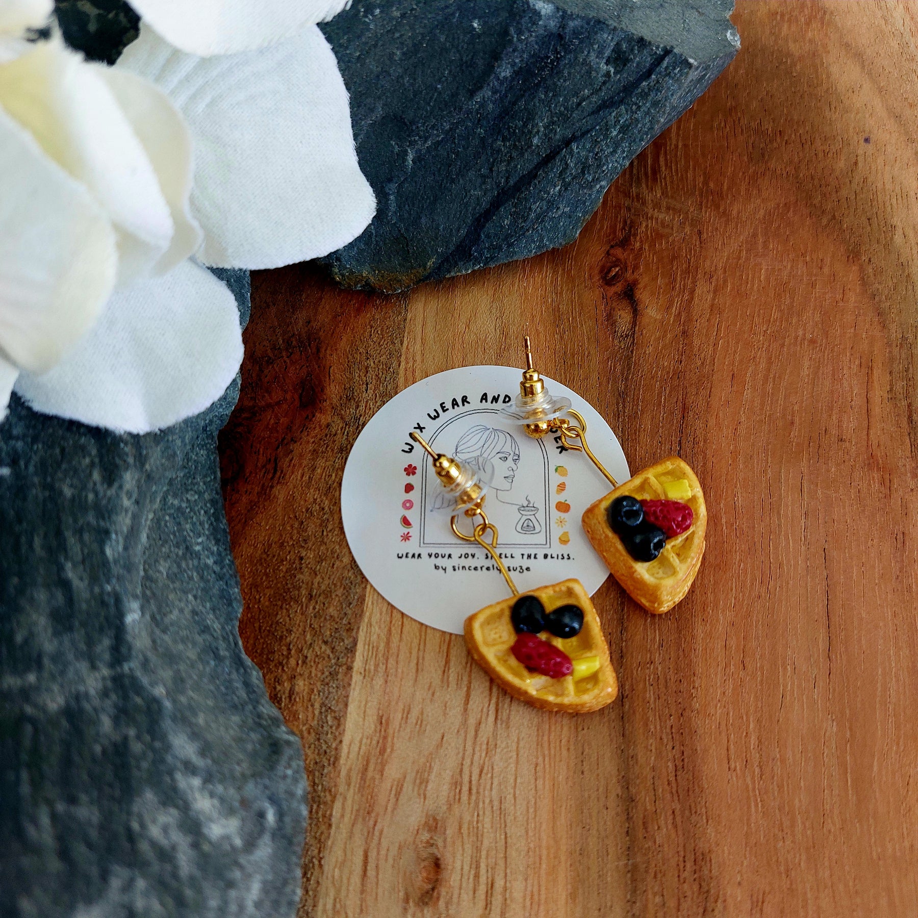 Waffle & Berry Earrings | Food Inspired Statement Earrings