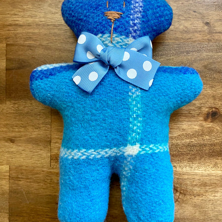 Upcycled Woollen Blanket Teddy Softie - Blue