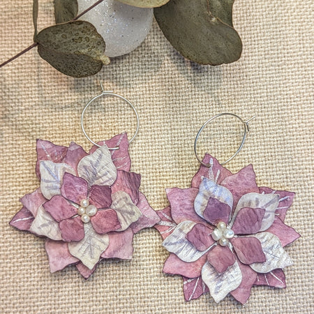 Handcrafted Eco Friendly Christmas Poinsettia Paper Earrings